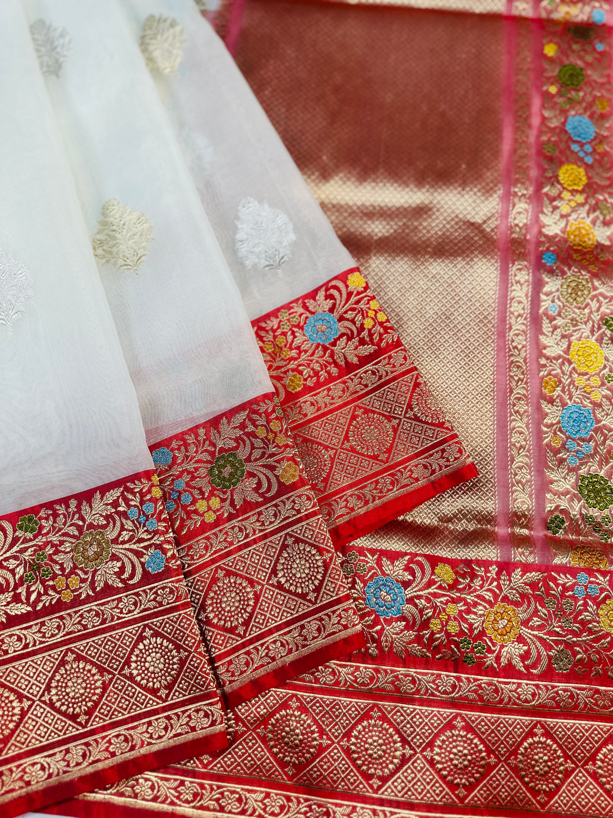 Pure Kora Silk Handloom Banarasi Saree