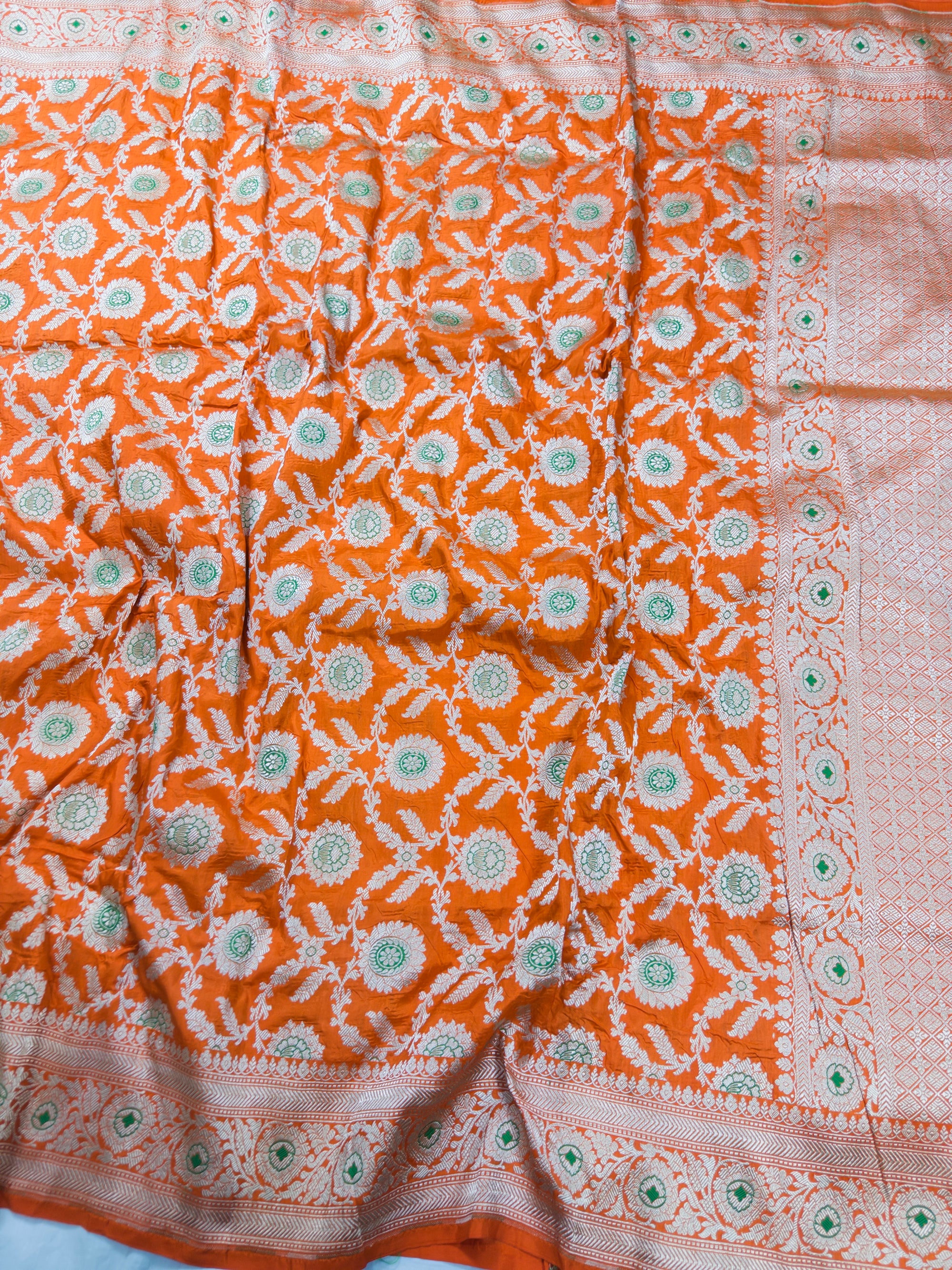 Pure Katan Silk Banarasi Saree with Jaal Work Minakari