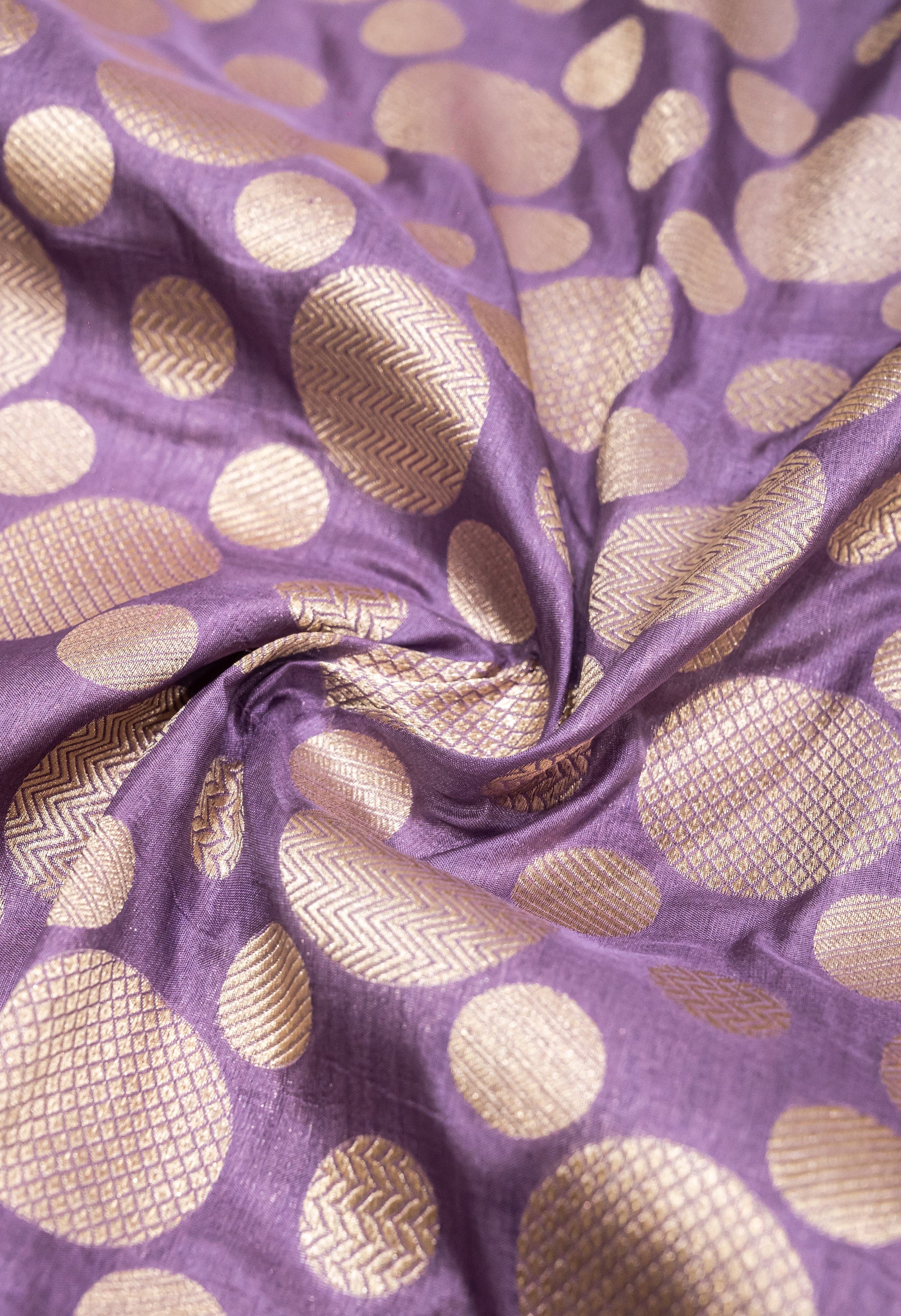 Lavender Pure Katan Silk Banarasi Handwoven Saree | Gold Zari Buta | Uppada Weave | Wedding Festive Saree
