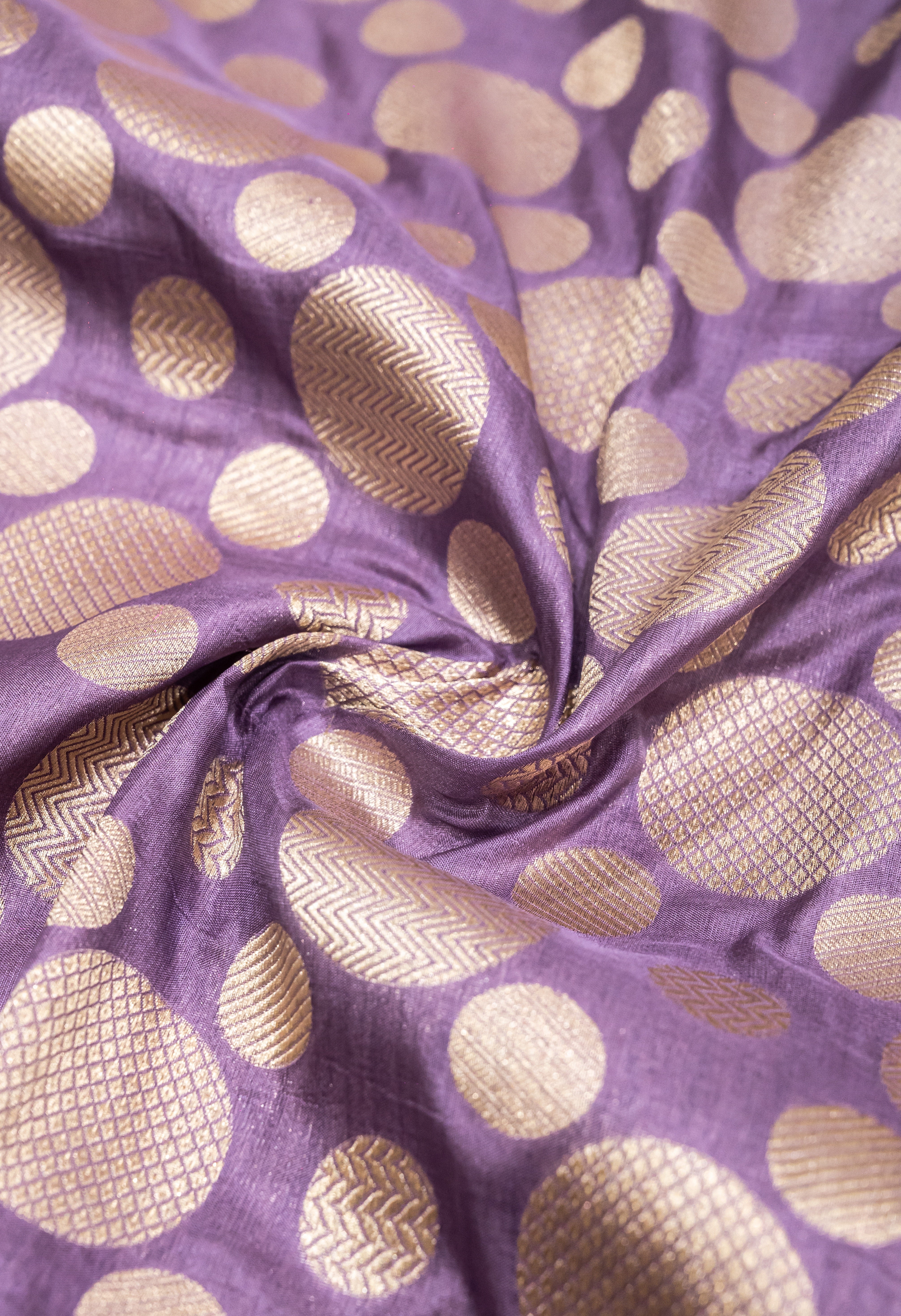 Lavender Pure Katan Silk Banarasi Handwoven Saree | Gold Zari Buta | Uppada Weave | Wedding Festive Saree