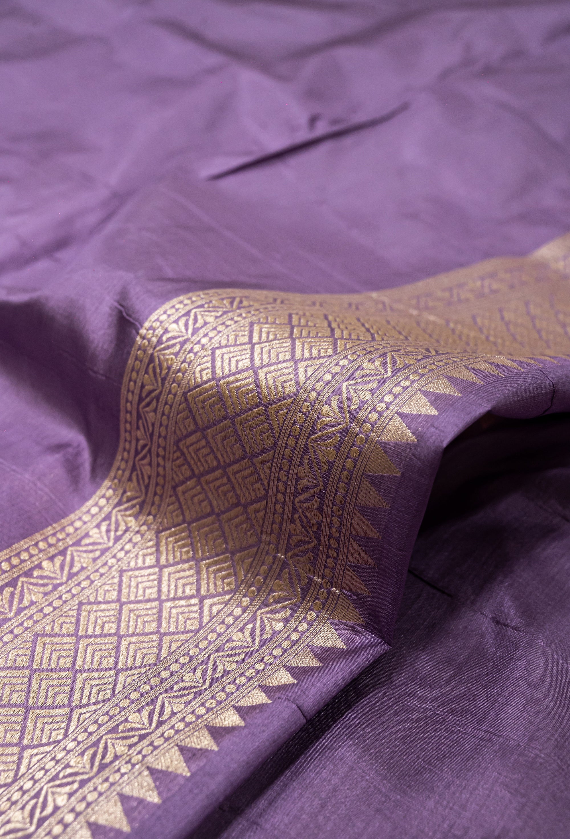 Lavender Pure Katan Silk Banarasi Handwoven Saree | Gold Zari Buta | Uppada Weave | Wedding Festive Saree
