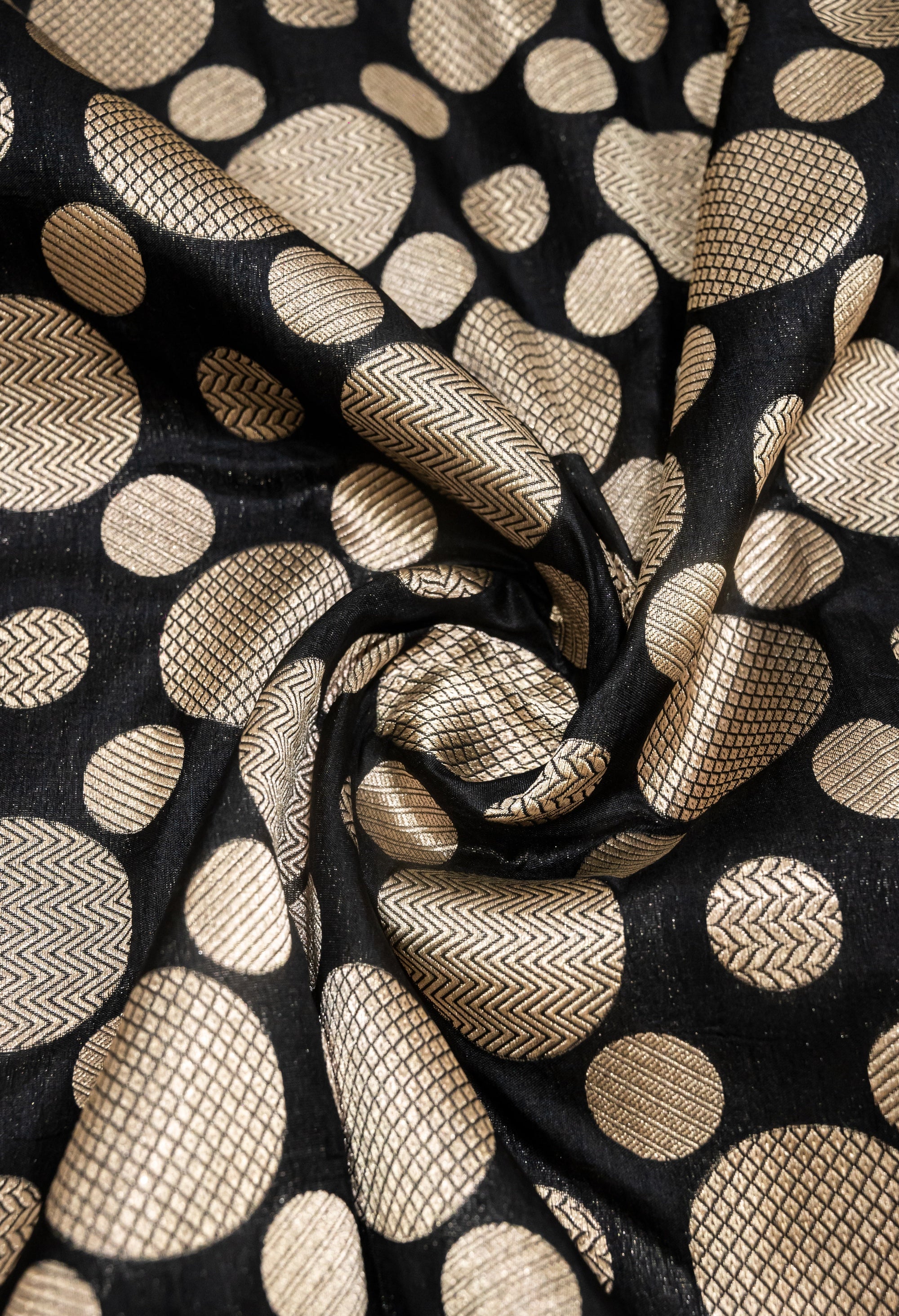 Pure Katan Silk Banarasi Handwoven Saree | Black with Gold Zari Buta | Uppada Weave | Bridal Wedding Saree
