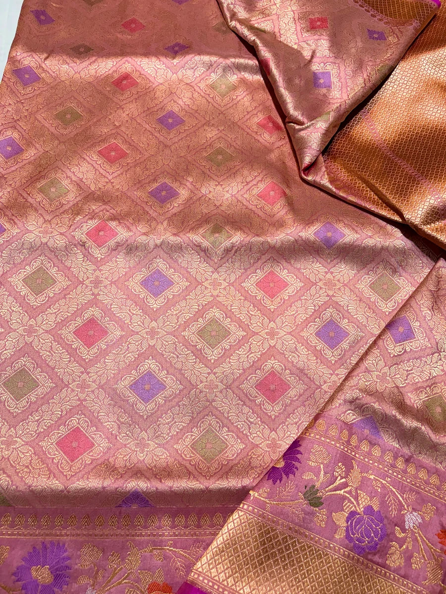 Pure Katan Silk Banarasi Saree Brocade Minakari | Katan Banaras