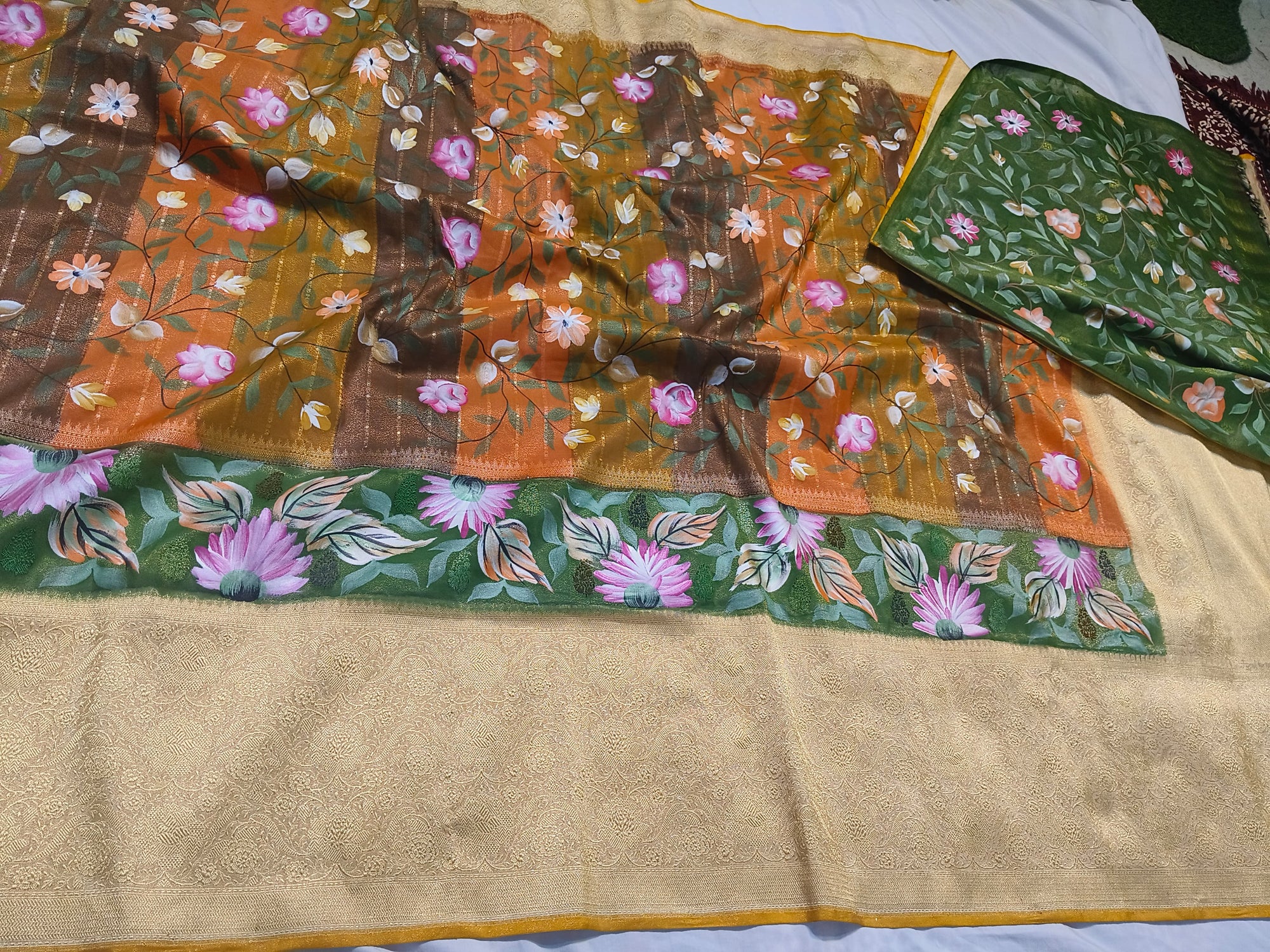 Pure Katan Rangkat Silk Kadhwa Handloom Saree – Real Gold Zari Banarasi Masterpiece
