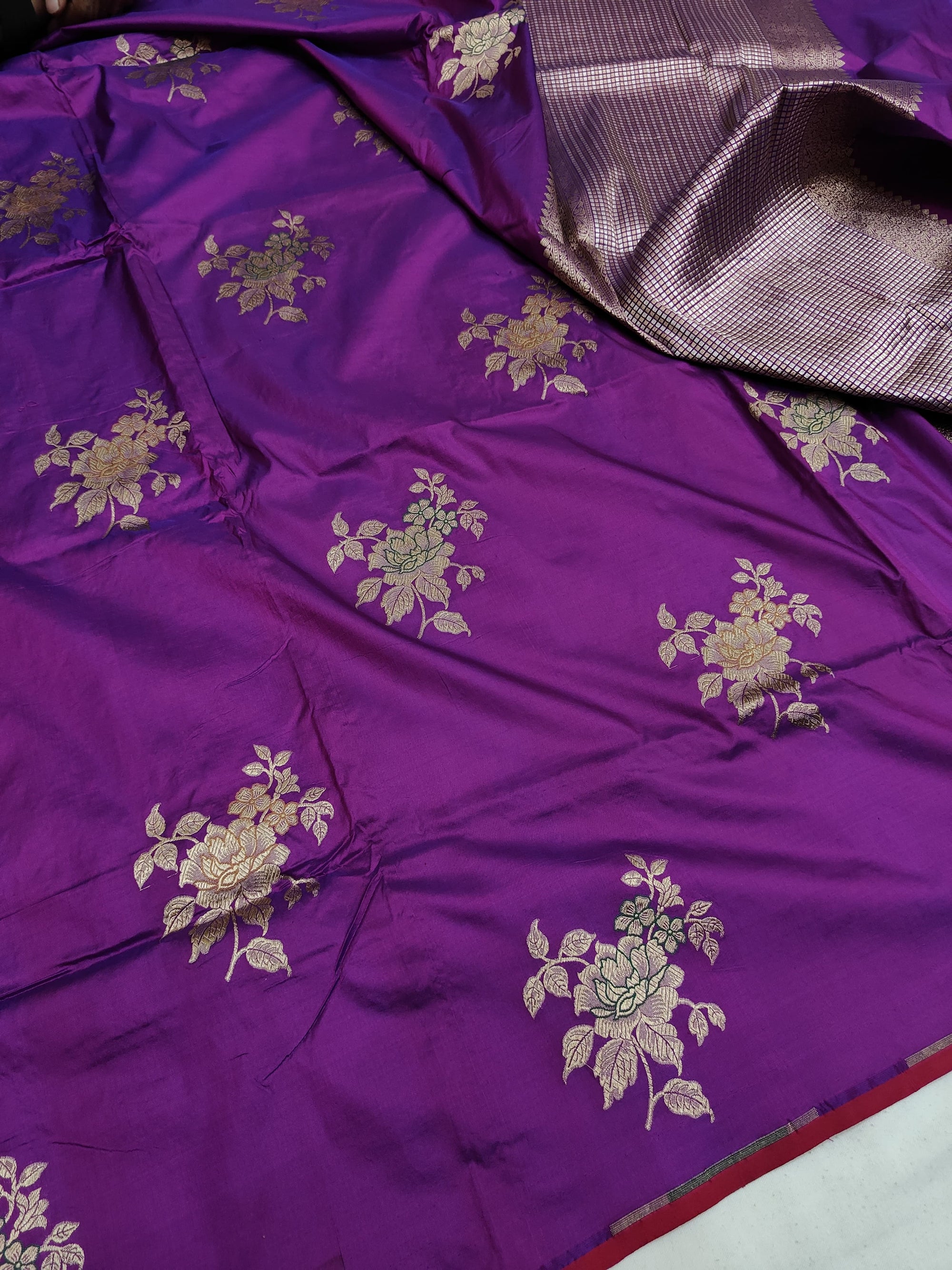 Pure Katan Silk Minakari Banarasi Saree – Floral Brocade work