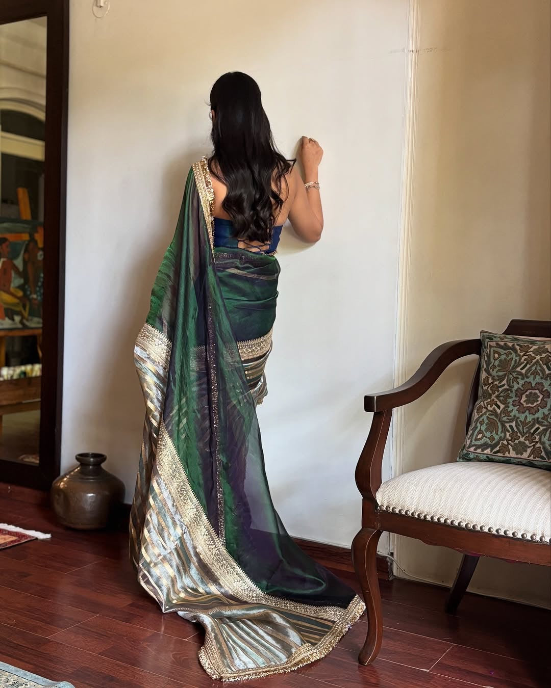 Banarasi Handloom Silk Kaduwa Weaving Saree – With Elegant Scallop Border & Interlock Detailing