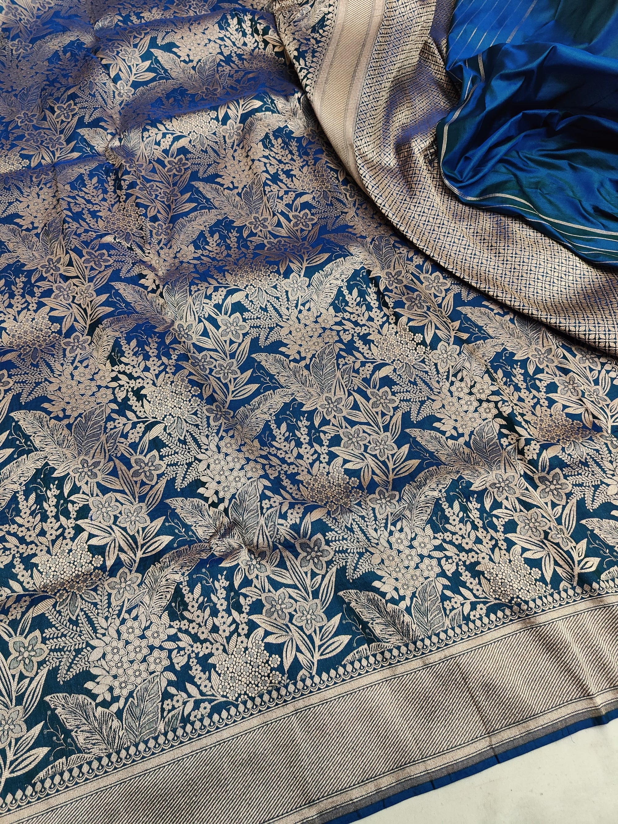 Pure Katan Silk Brocade Saree – Handwoven Banarasi Saree for Weddings & Festive Wear