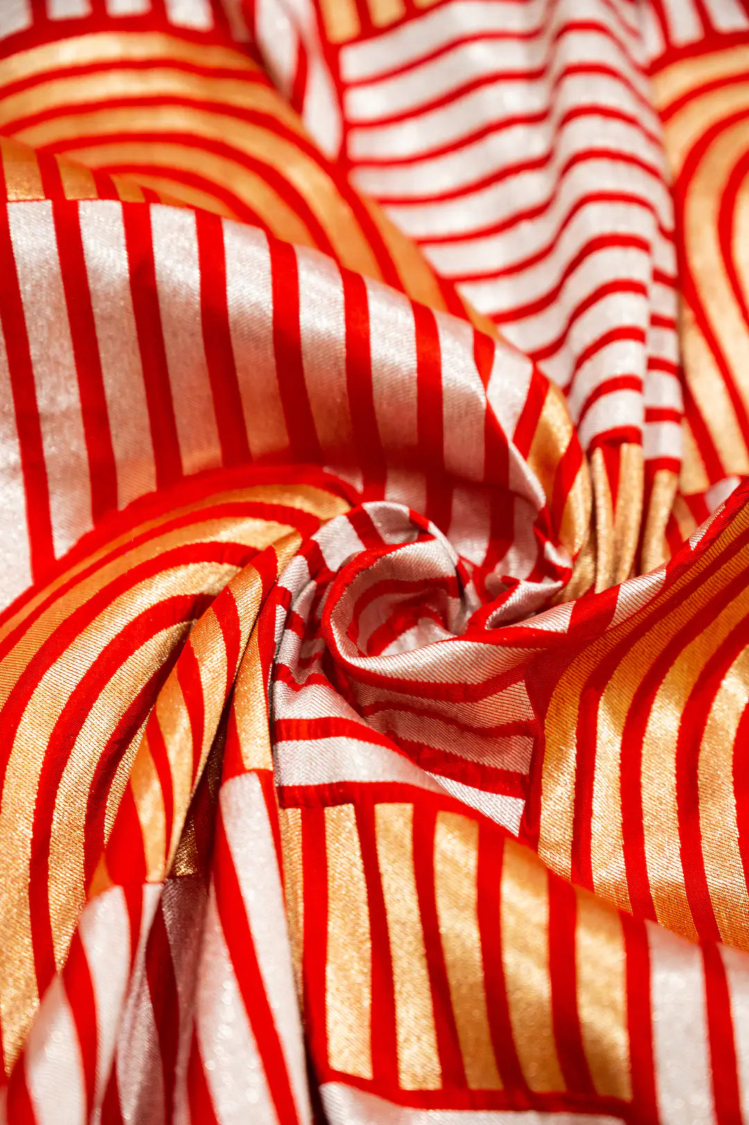 Golden Arches — Pure Katan Silk Banarasi Saree in Burnt Orange