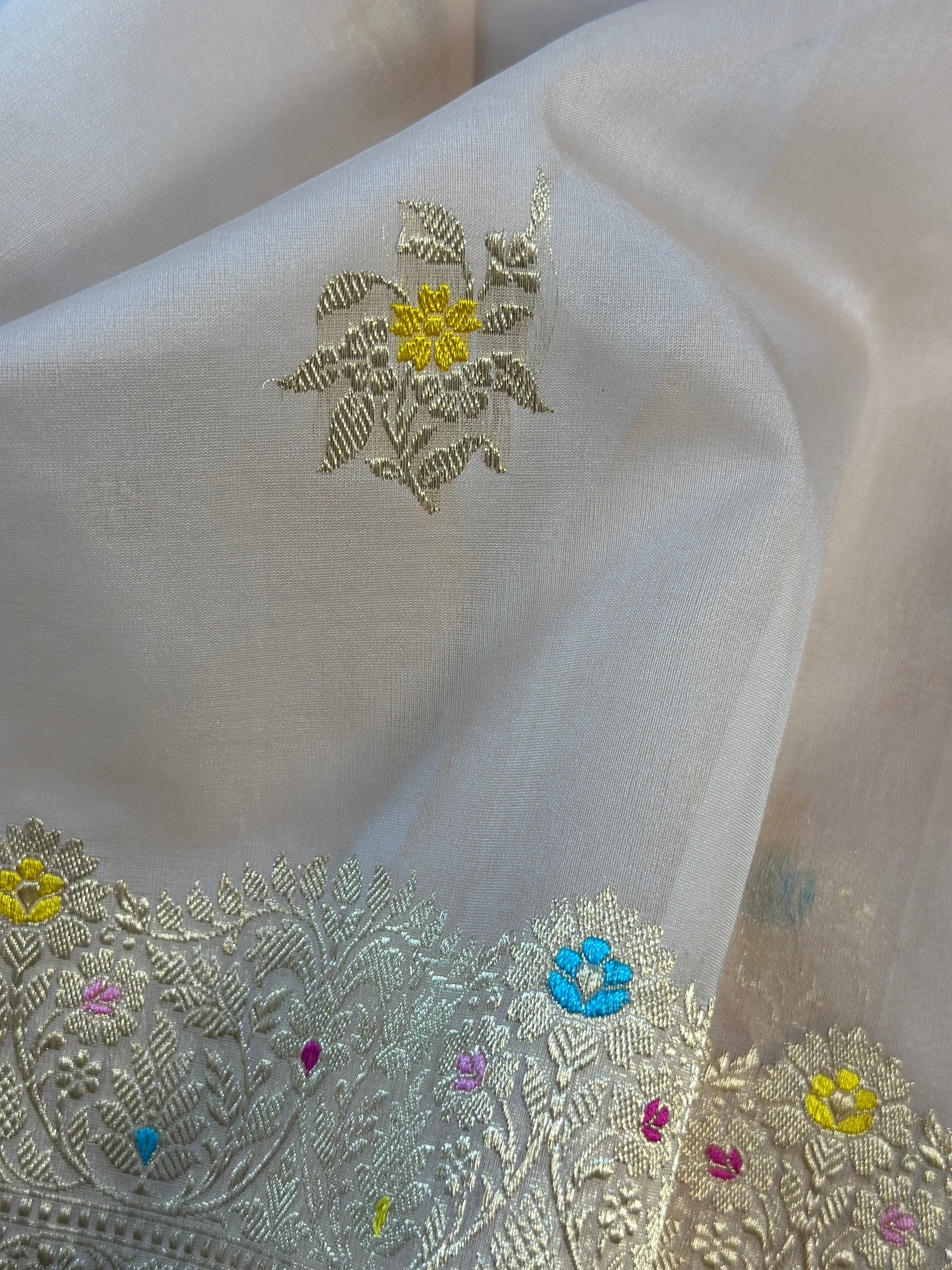 Pure Kora Silk Handloom Banarasi Saree
