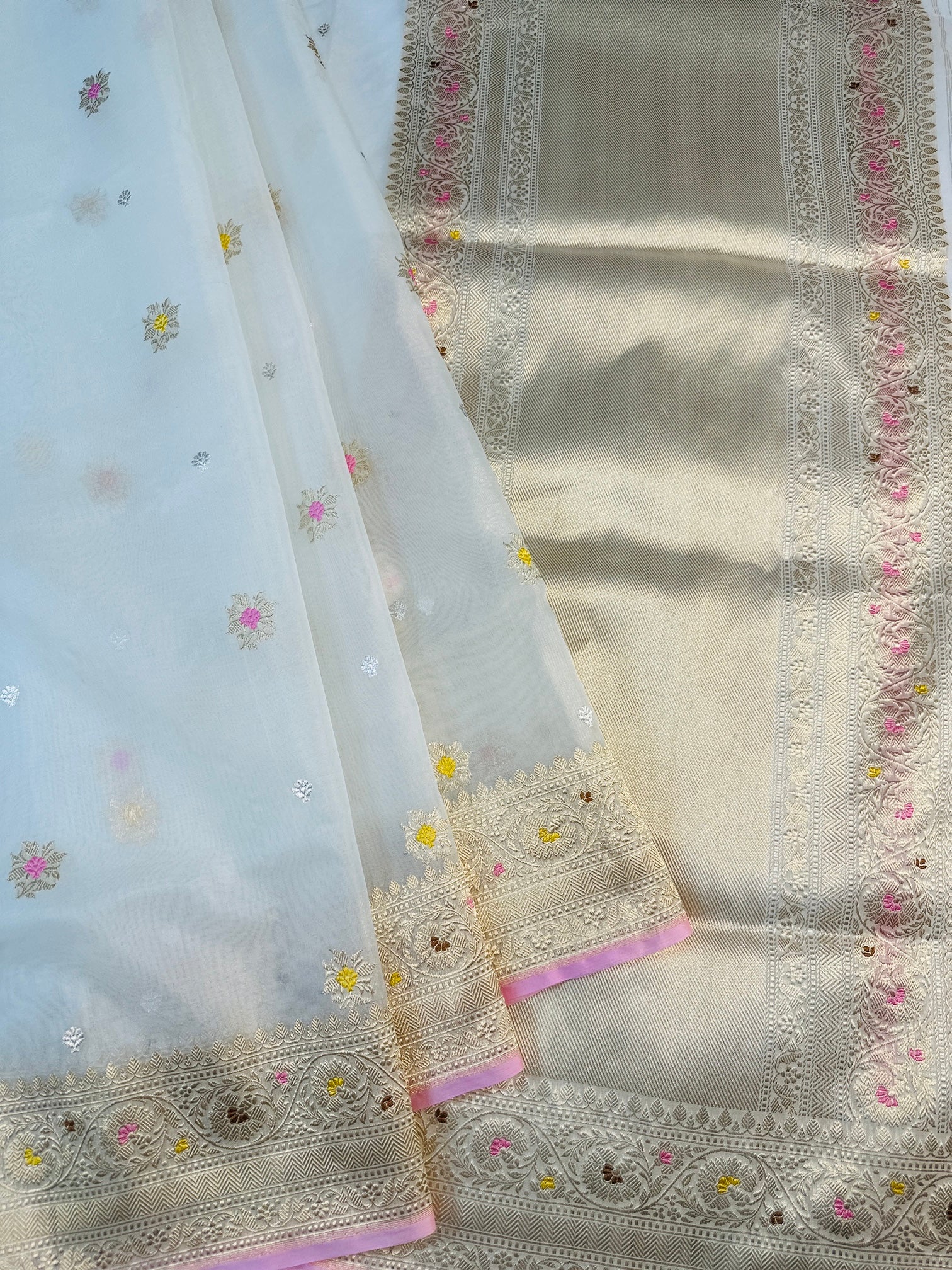 Pure Kora Silk Handloom Banarasi Saree