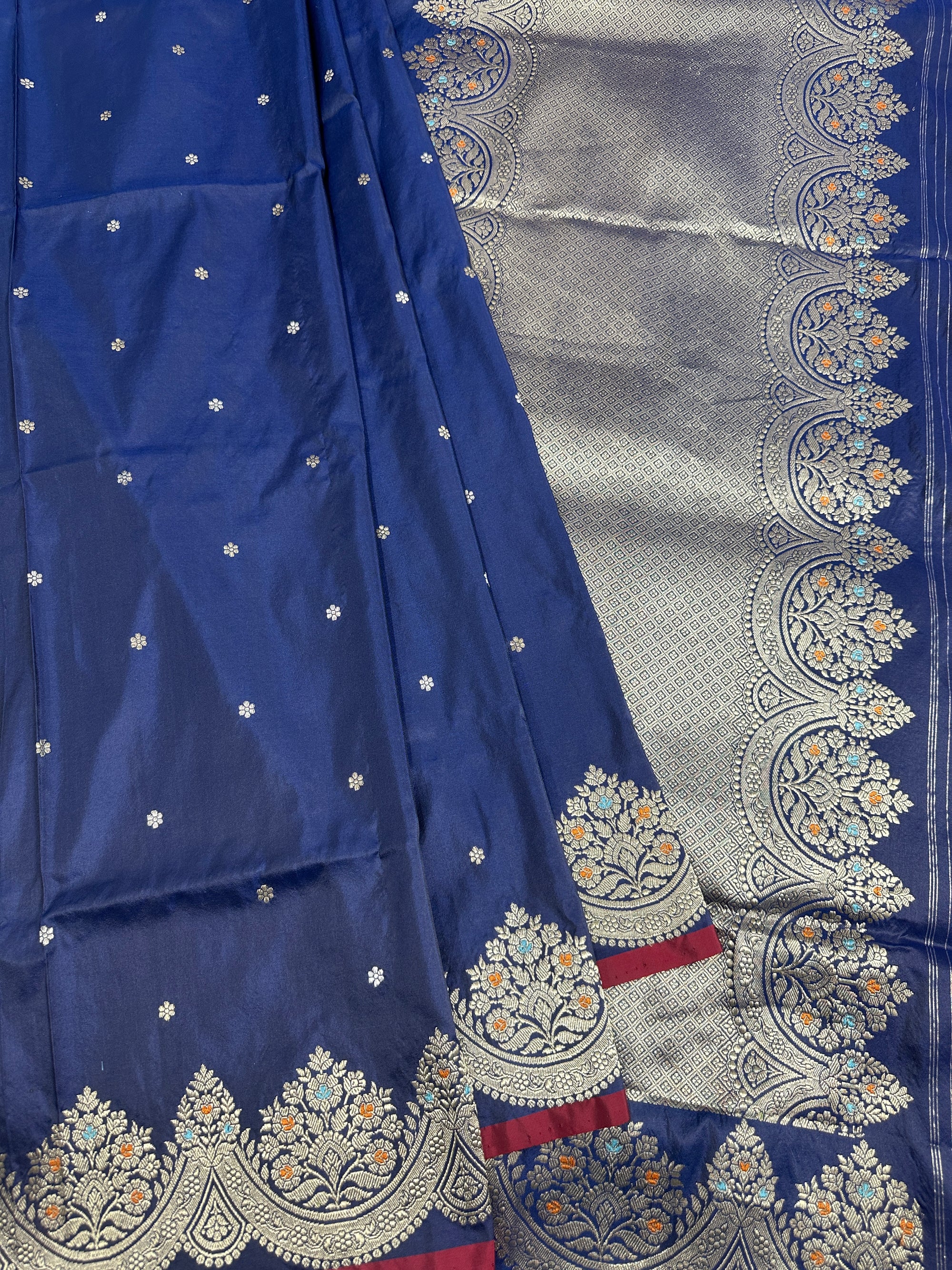 Pure Katan Silk Handloom Banarasi Saree with Dyeble Kadhwa Iktara Weave & Minakari Floral Sona Rupa Zari
