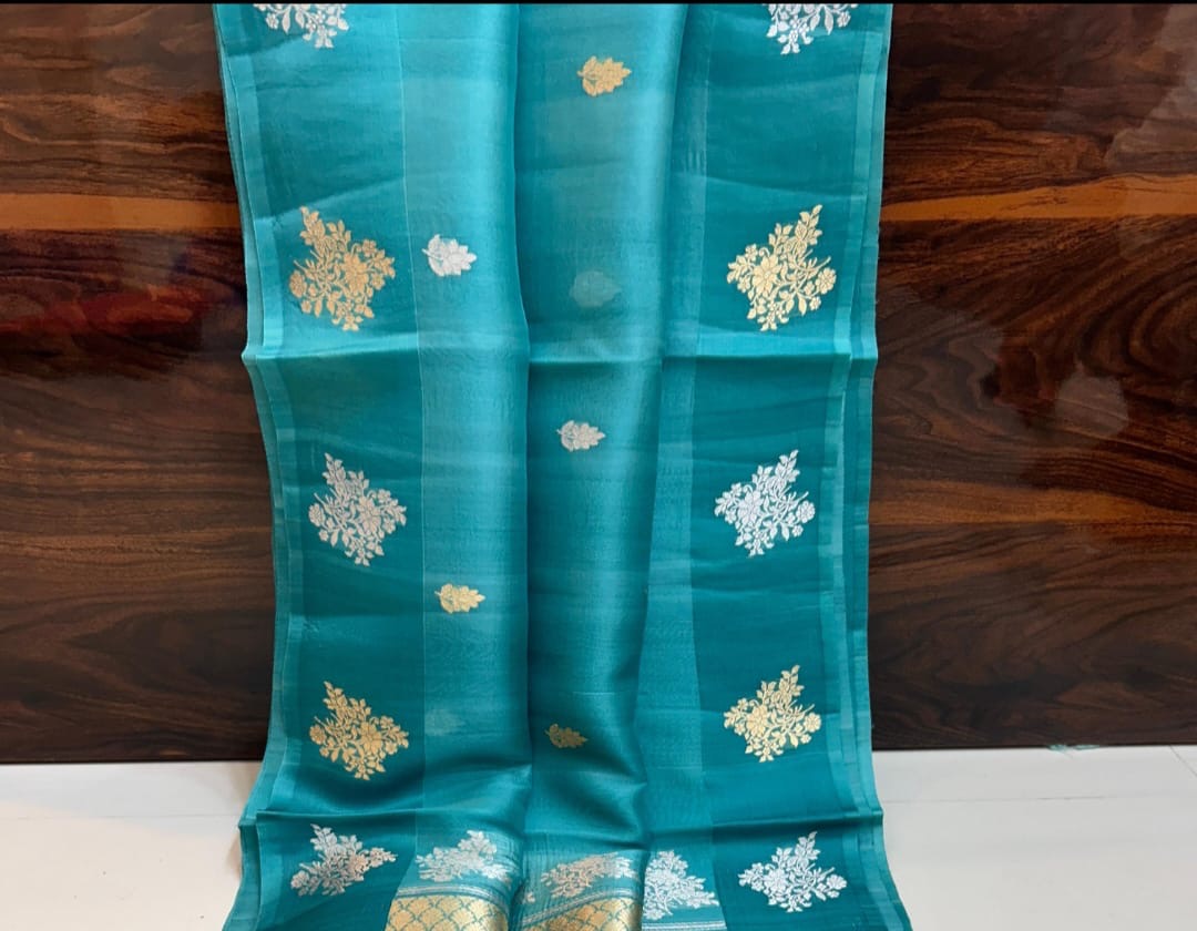 Pure Kora Silk Handloom Banarasi Sareee
