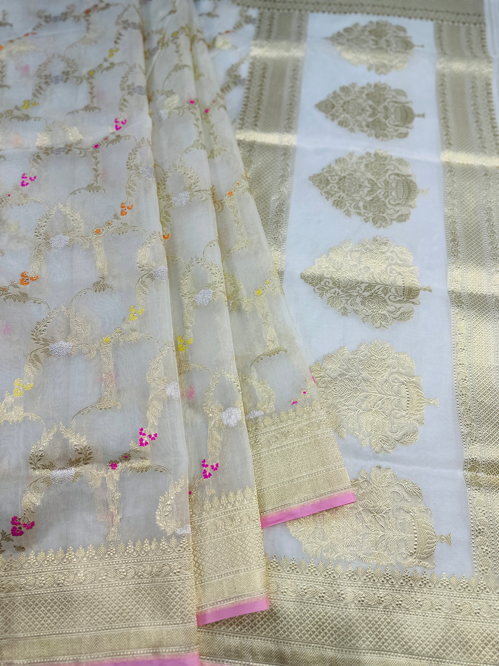 Pure Kora Silk Handloom Banarasi Saree