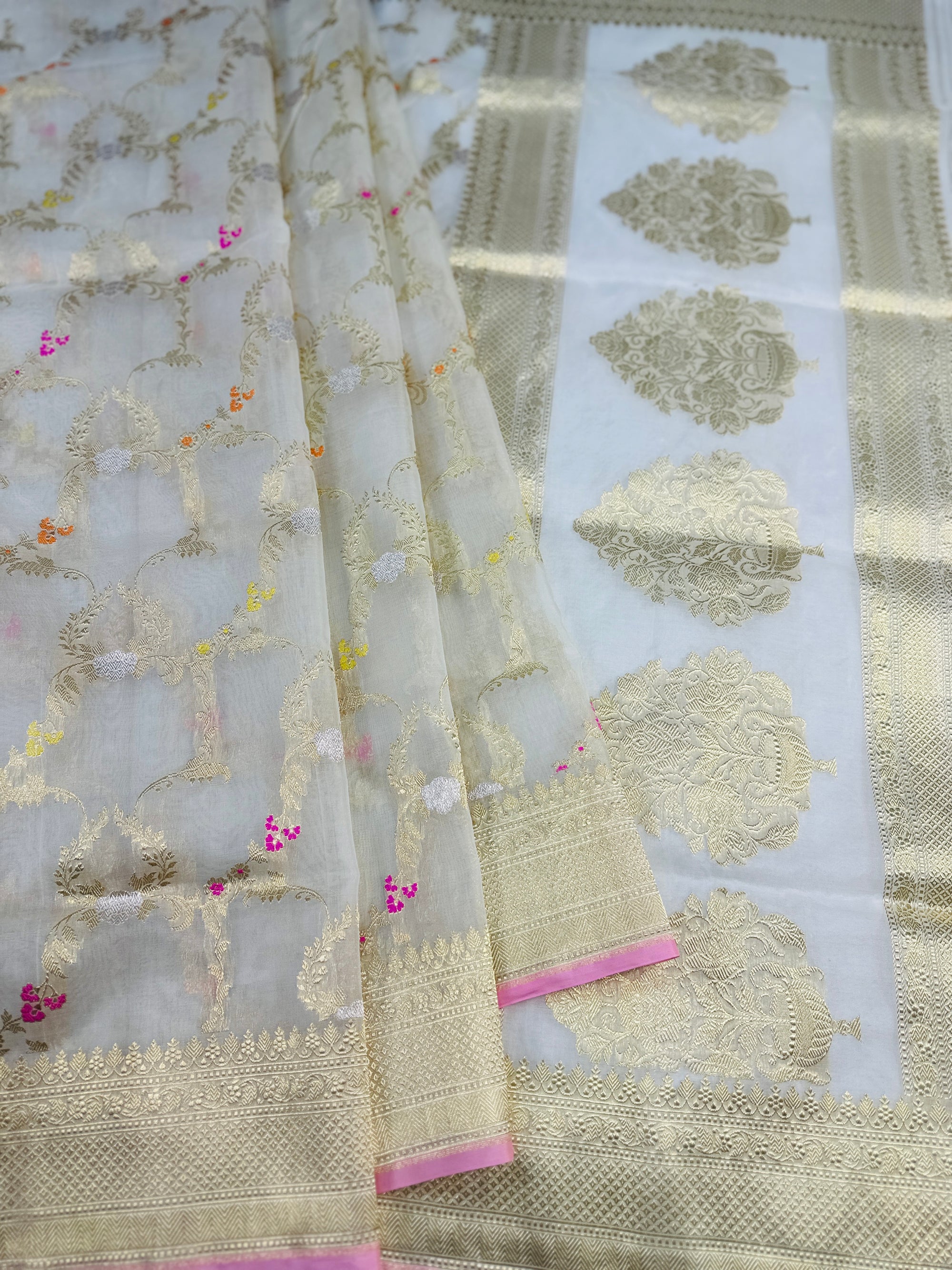 Pure Kora Silk Handloom Banarasi Saree