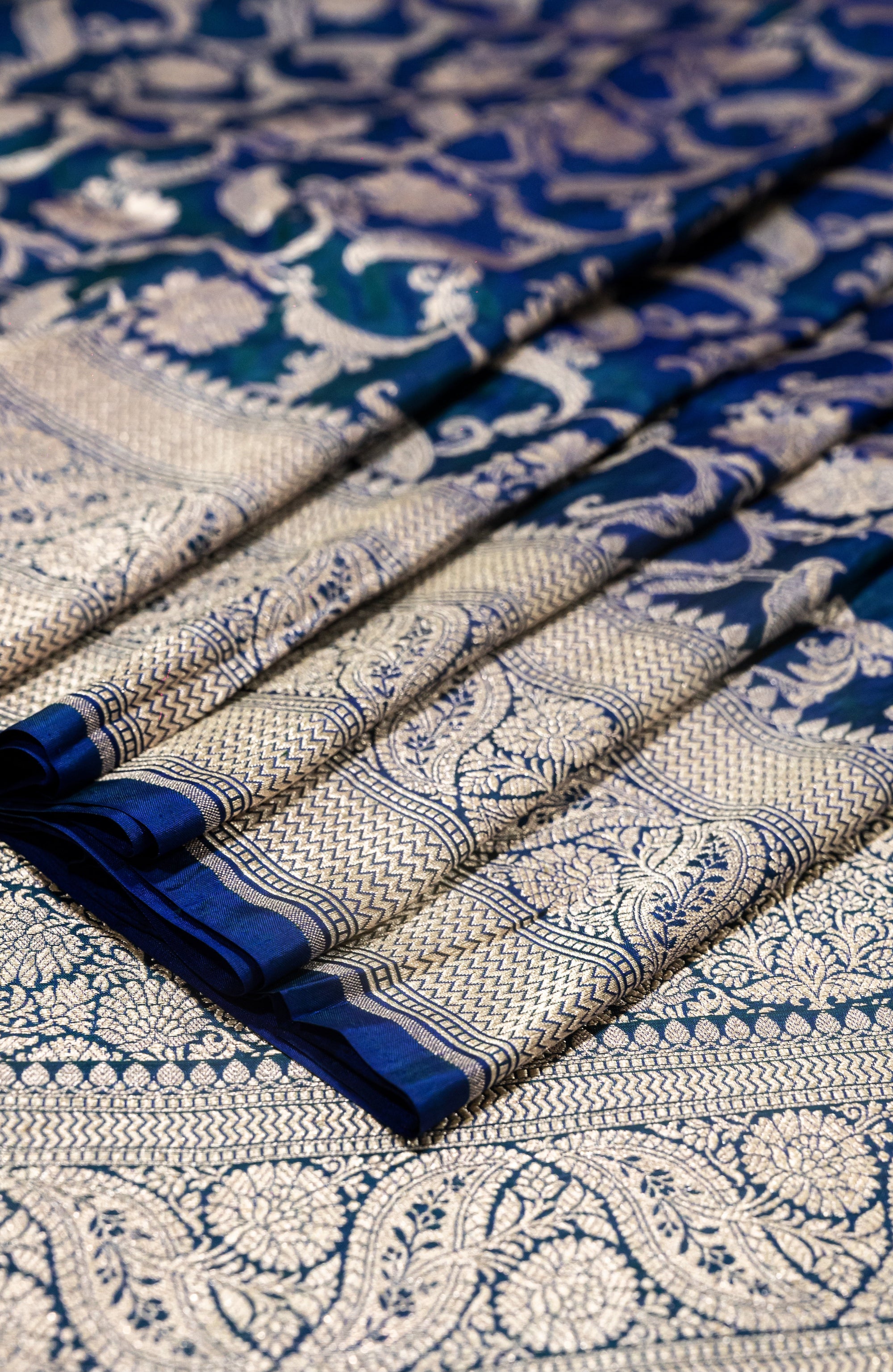 Pure Katan Silk Banarasi Handwoven Saree | Teal Green with Gold Zari Jaal | Uppada Weave | Bridal Wedding Saree