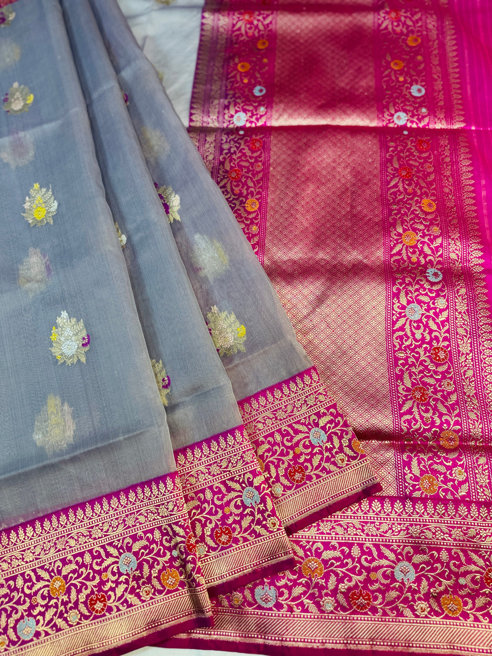 Pure Kora Silk Handloom Banarasi Saree