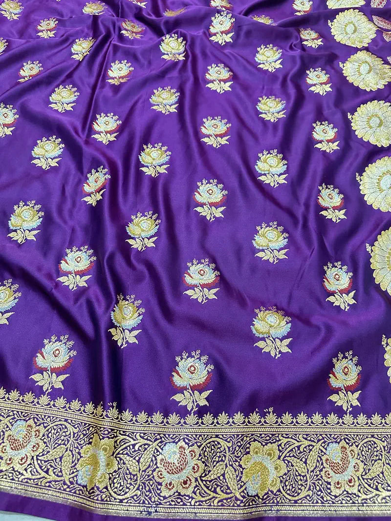 Premium Satin Katan Silk Saree | Banarasi