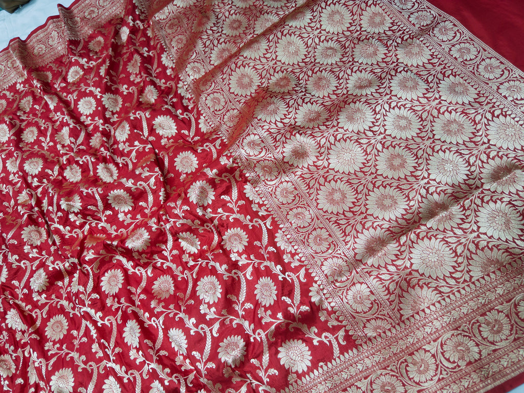 Handwoven Pure Katan Silk Banarasi Saree with Jaal Work – Bridal & Festive Elegance