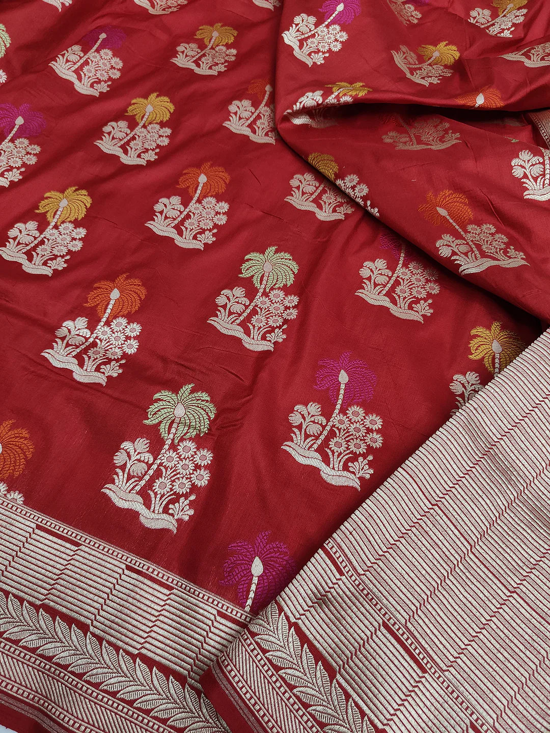 Pure Katan Silk Banarasi Saree | Intricate Minakari Uppada Weave | Bridal Red