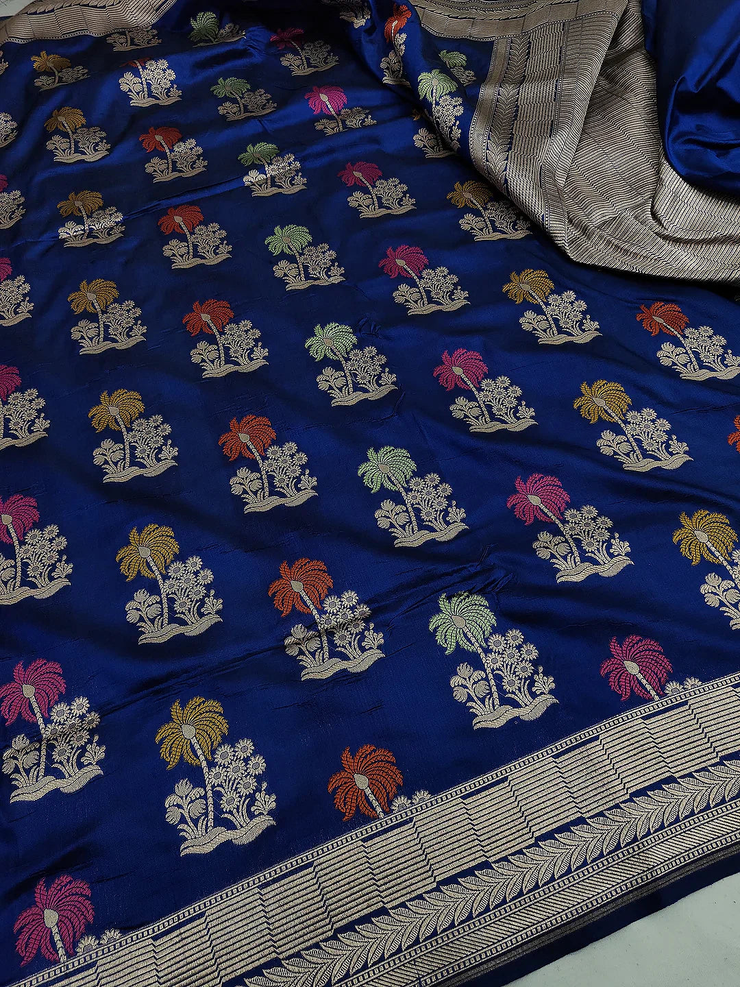 Pure Katan Silk Banarasi Saree | Intricate Minakari Uppada Weave | Royal Blue