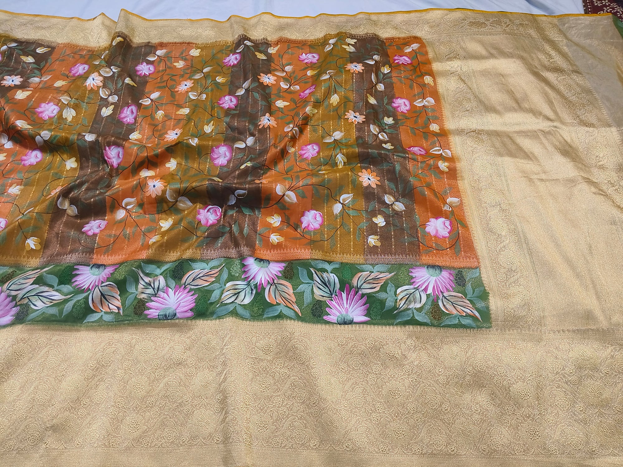 Pure Katan Rangkat Silk Kadhwa Handloom Saree – Real Gold Zari Banarasi Masterpiece