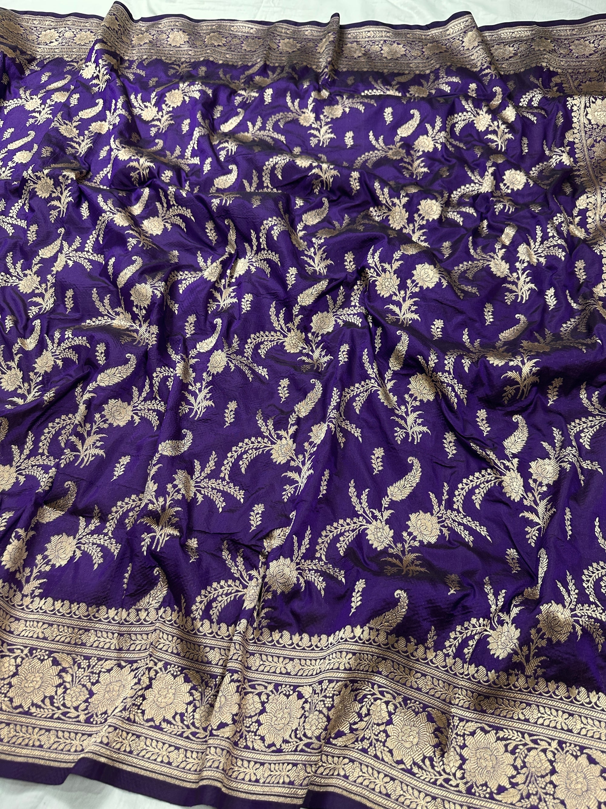 Pure Katan Silk Banarasi Saree with Jaal Work