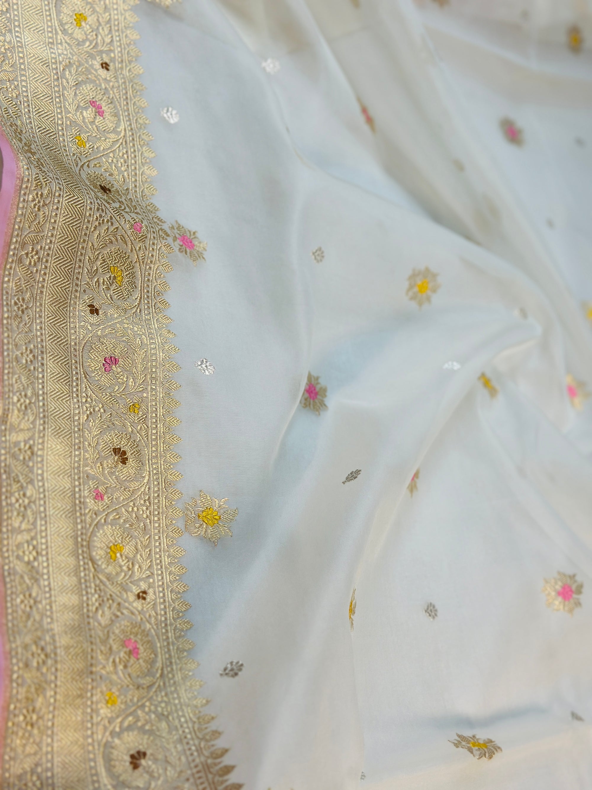 Pure Kora Silk Handloom Banarasi Saree