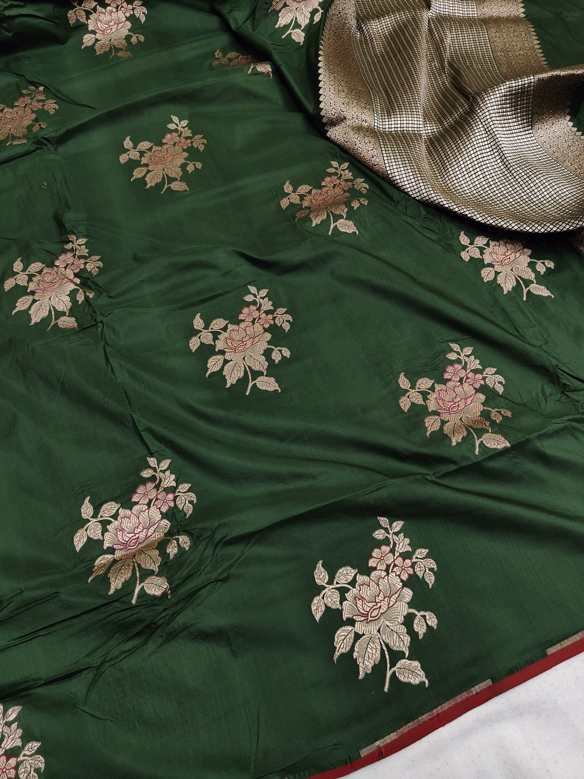 Pure Katan Silk Minakari Banarasi Saree – Floral Brocade work