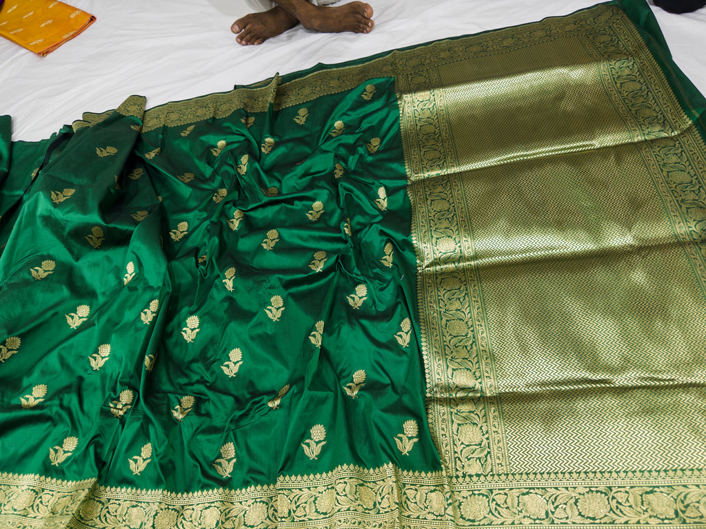 Pure Katan Silk Kadhwa Buta Handloom Saree