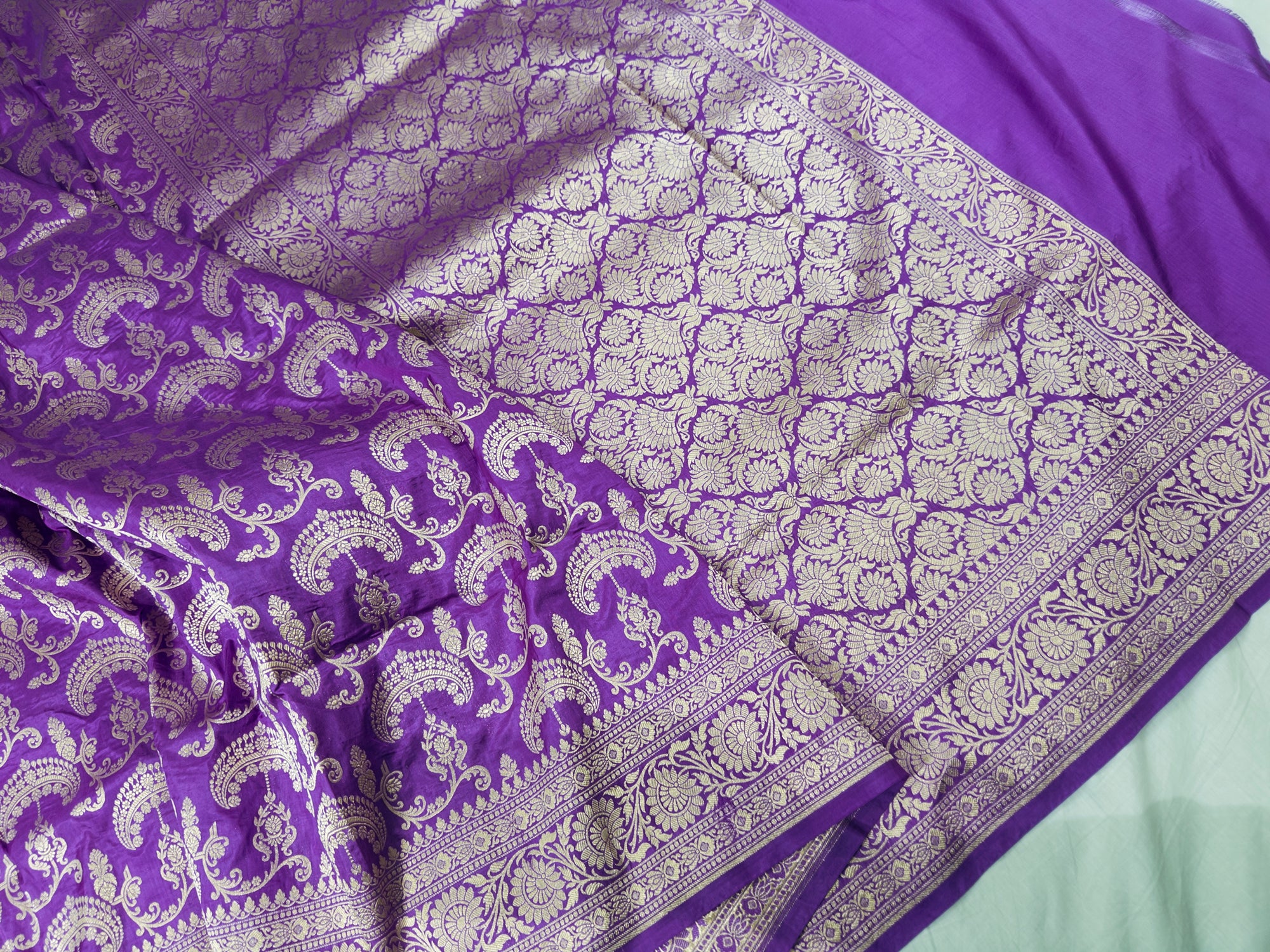 Pure Katan Silk Banarasi Saree Jaal Work