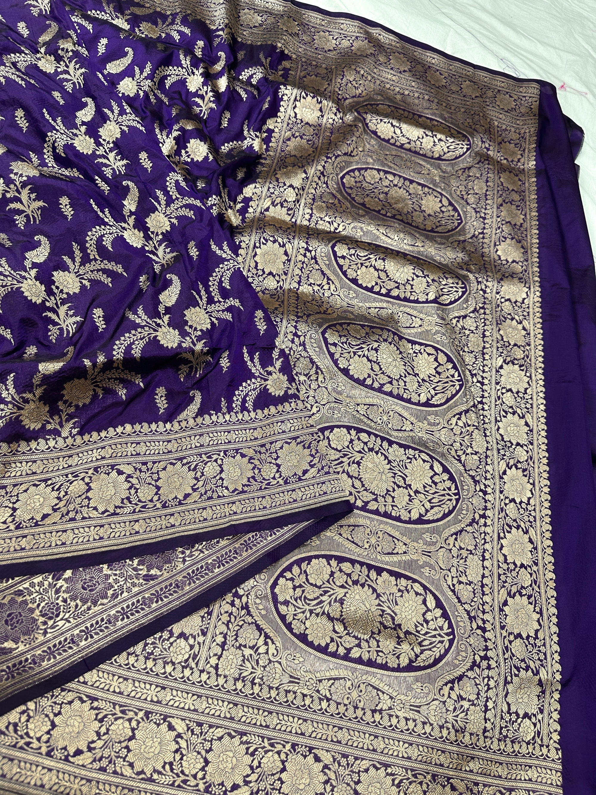 Pure Katan Silk Banarasi Saree with Jaal Work