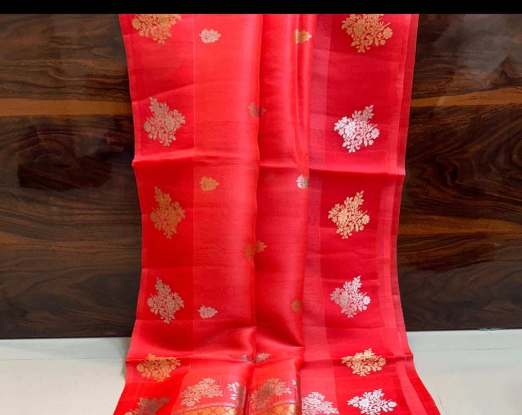 Pure Kora Silk Handloom Banarasi Sareee