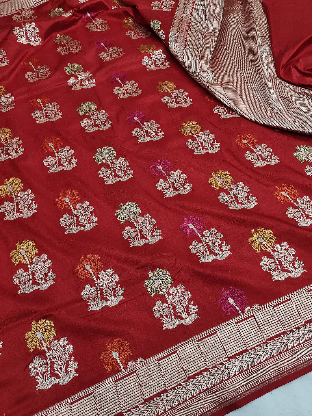 Pure Katan Silk Banarasi Saree | Intricate Minakari Uppada Weave | Bridal Red