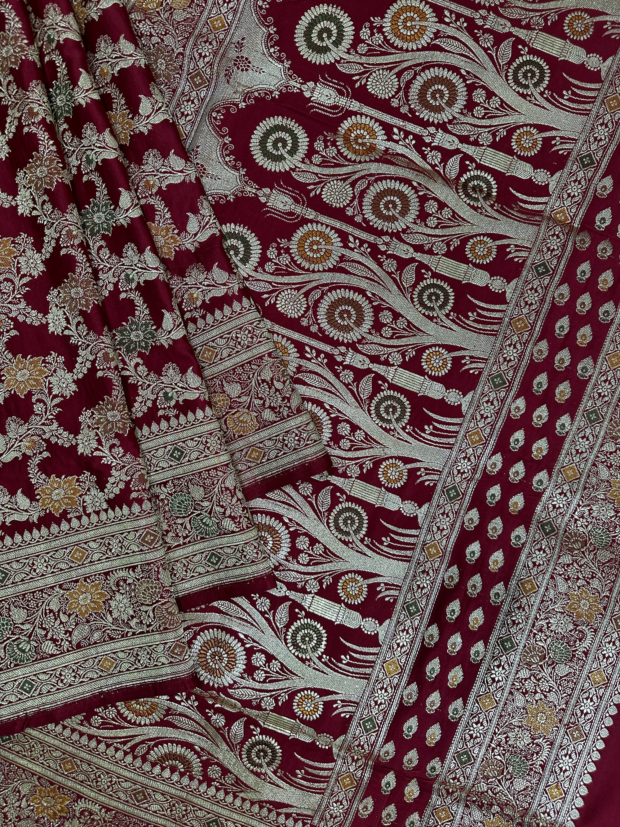 Pure Katan Silk Handloom Banarasi Bridal Saree