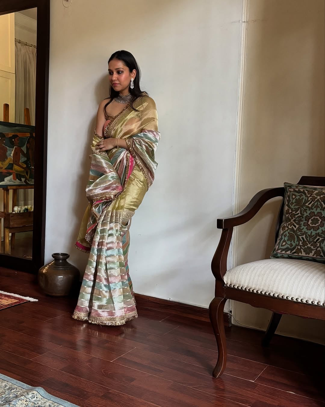 Banarasi Handloom Silk Kaduwa Weaving Saree – With Elegant Scallop Border & Interlock Detailing