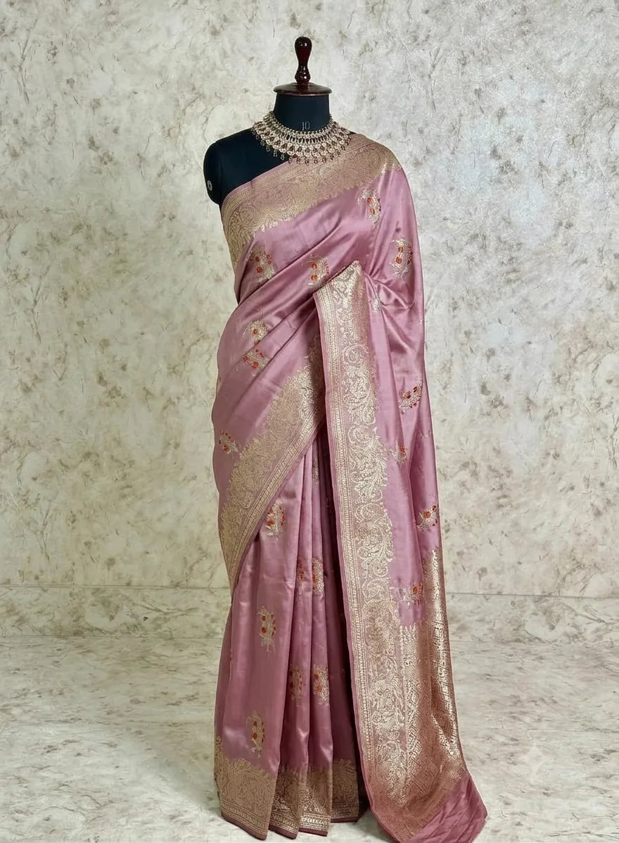Pure Katan Silk Kadhwa Buta Handloom Banarasi Saree