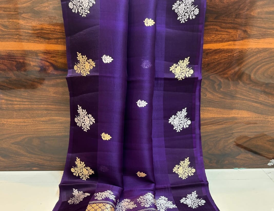 Pure Kora Silk Handloom Banarasi Sareee