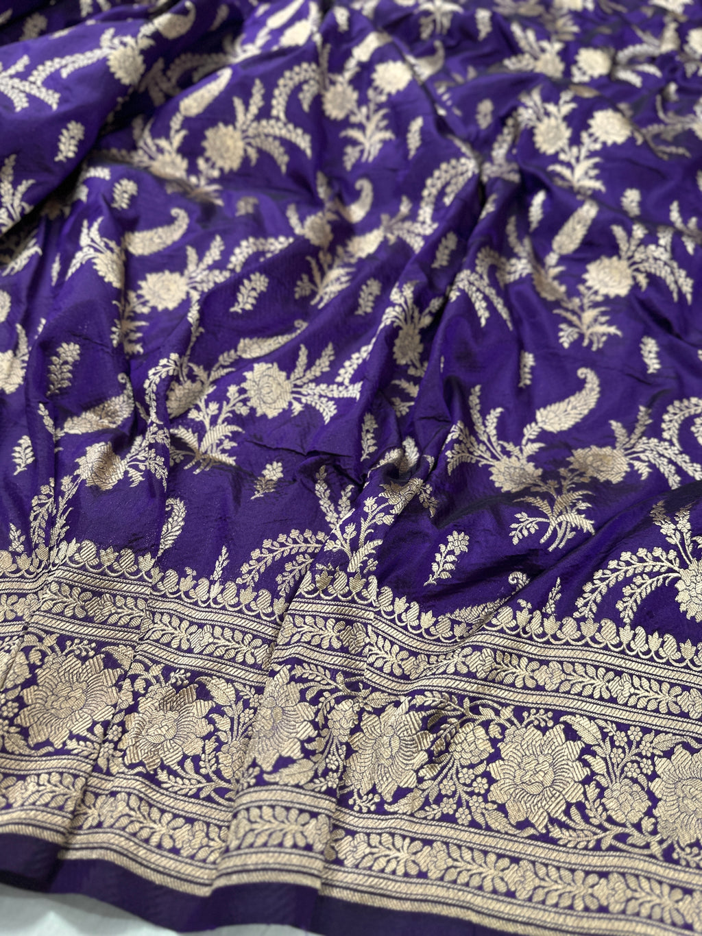 Pure Katan Silk Banarasi Saree with Jaal Work