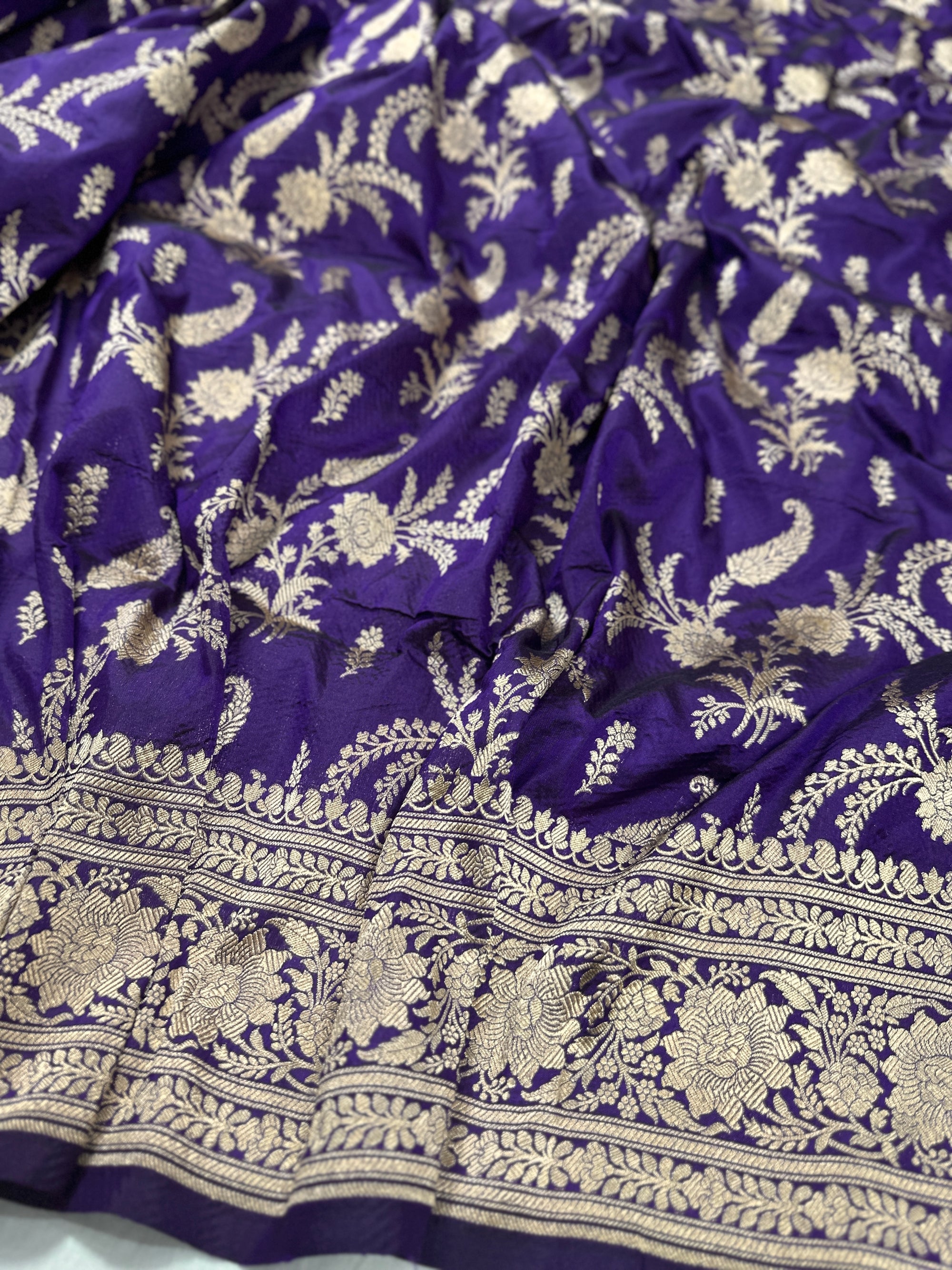 Pure Katan Silk Banarasi Saree with Jaal Work