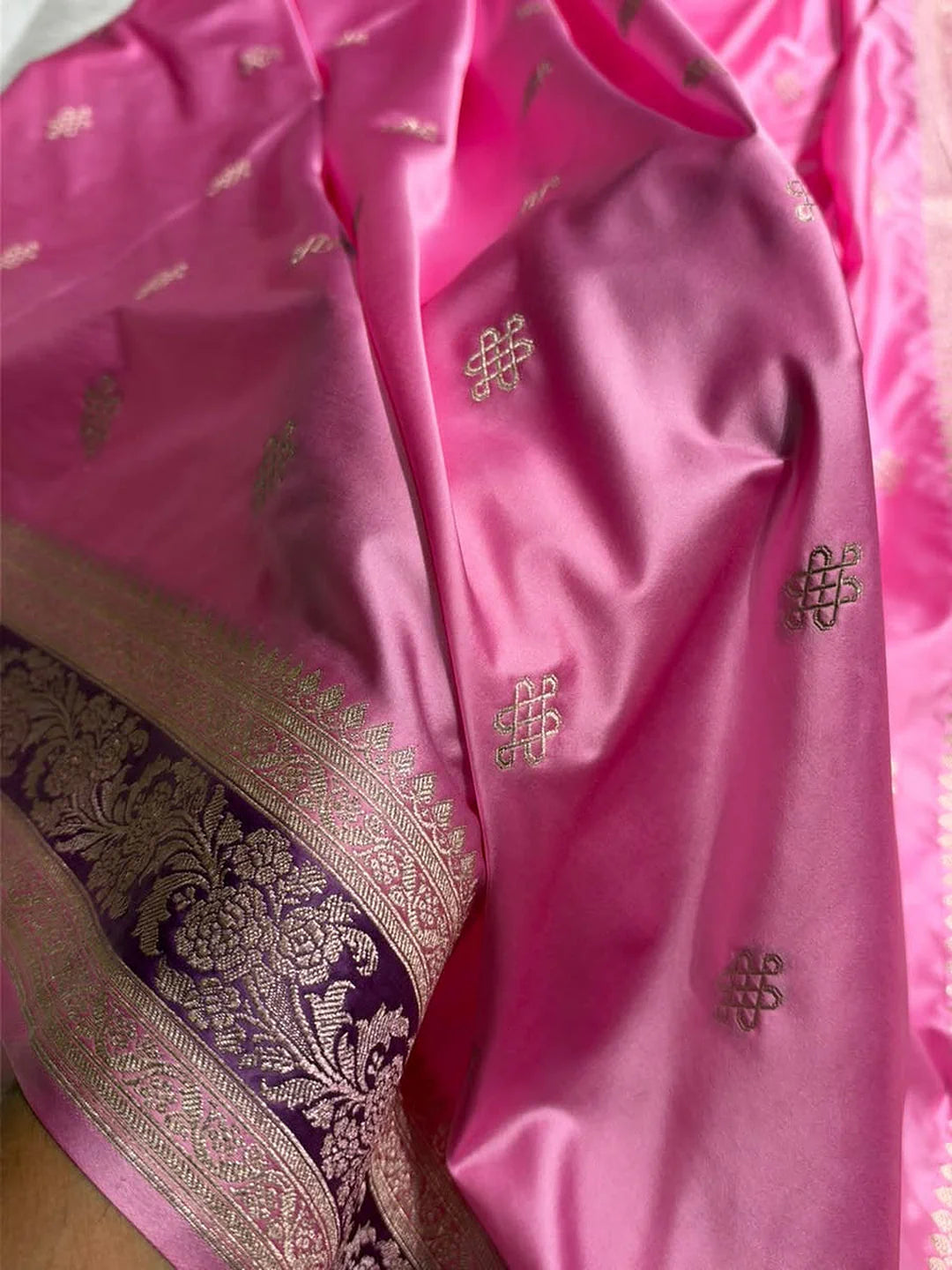 Blush Petals — Mashru Silk Banarasi Saree in Baby Pink