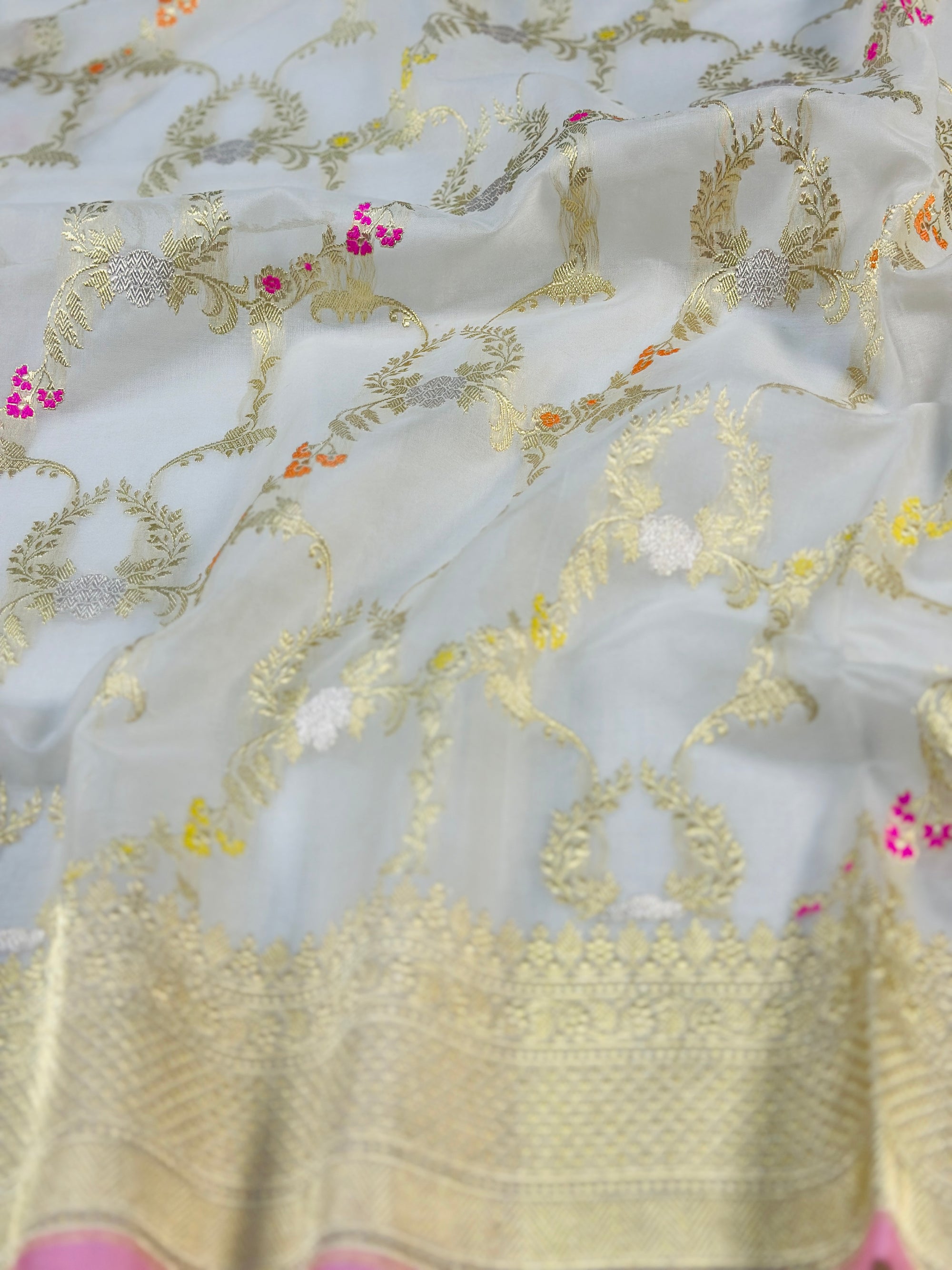 Pure Kora Silk Handloom Banarasi Saree