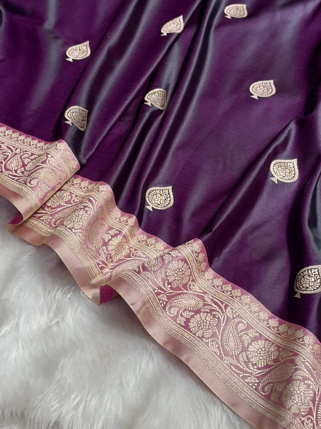 Rosewood Romance — Mashru Silk Banarasi Saree in Dark Wine