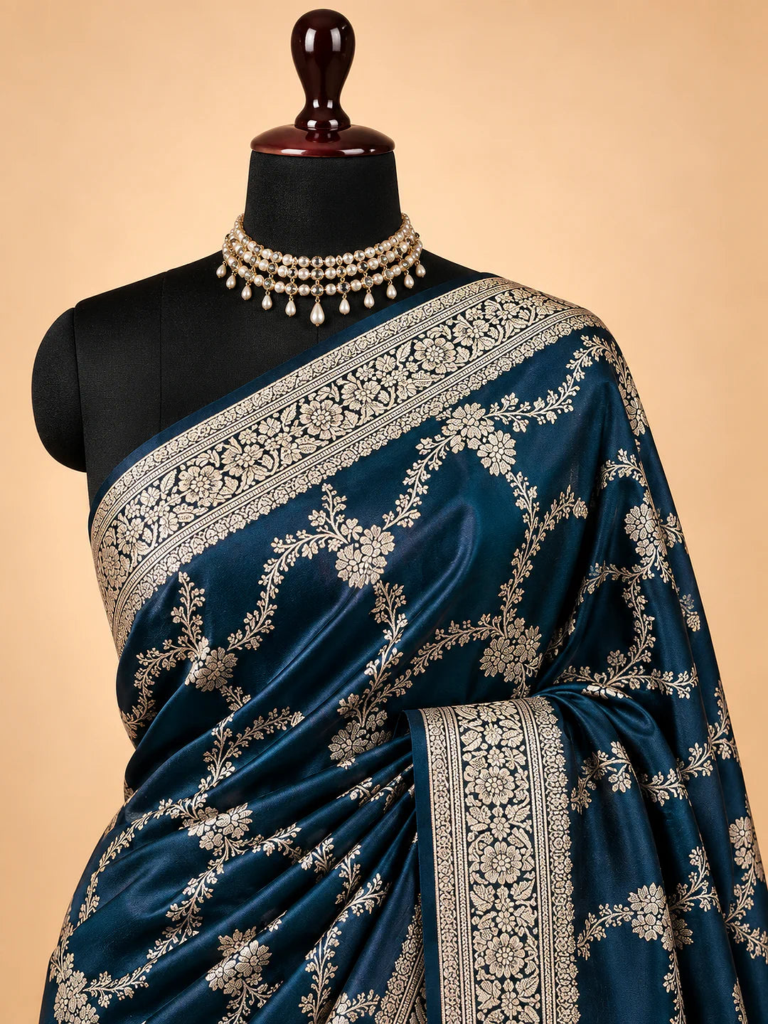 Silver Botanica — Mashru Silk Banarasi Saree in Dark Rama Green