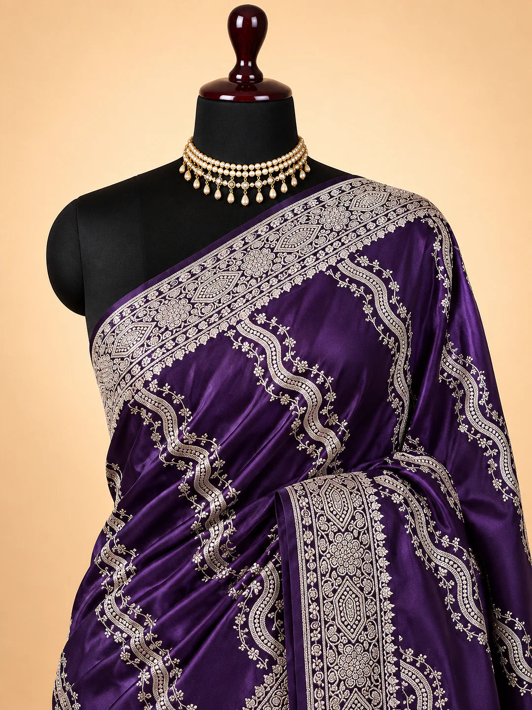 Violet Vines — Mashru Silk Banarasi Saree in Purple
