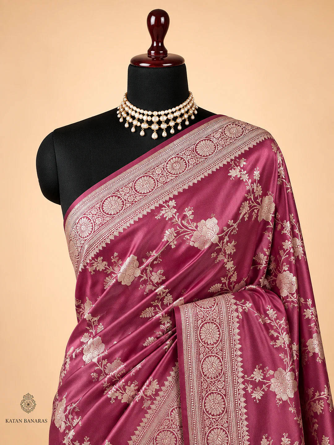Silver Blossom — Mashru Silk Banarasi Saree in Mauve Pink