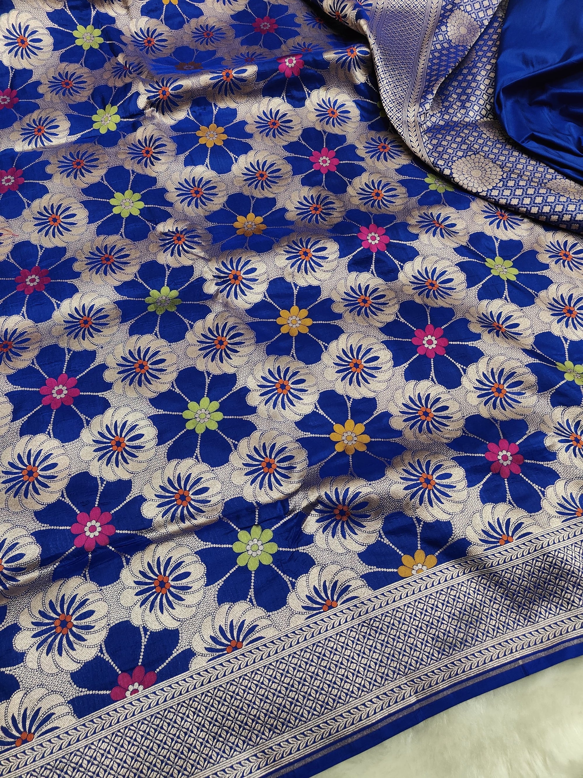 Pure Katan Silk Tilfi Minakari Banarasi Saree – Floral Brocade work