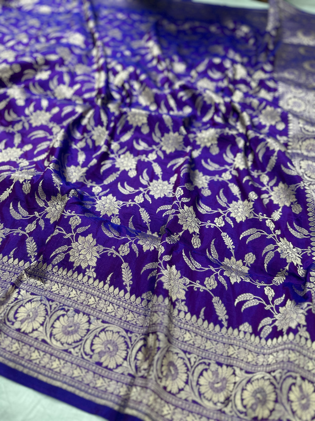 Pure Katan Silk Banarasi Saree with Jaal Work