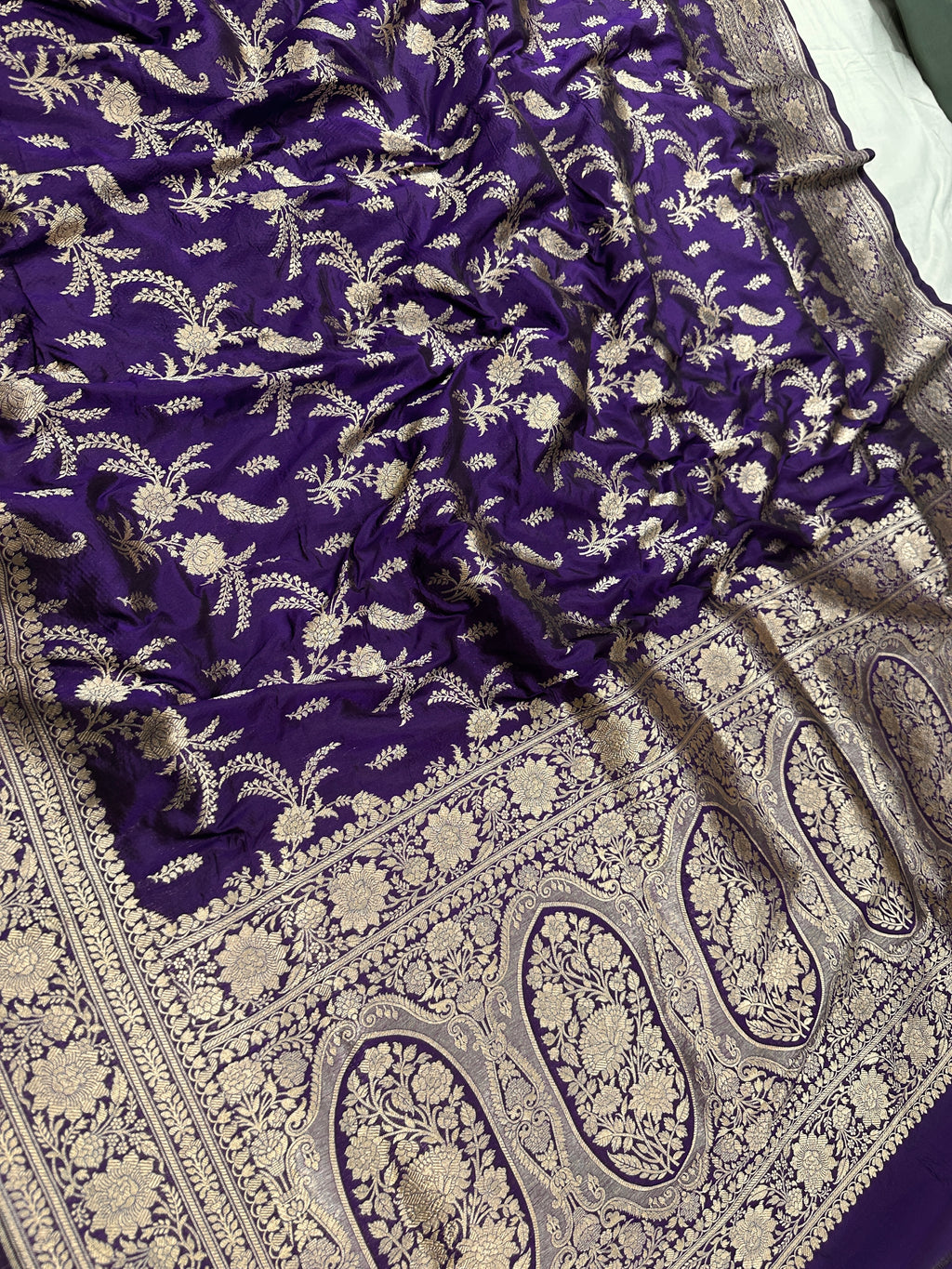 Pure Katan Silk Banarasi Saree with Jaal Work