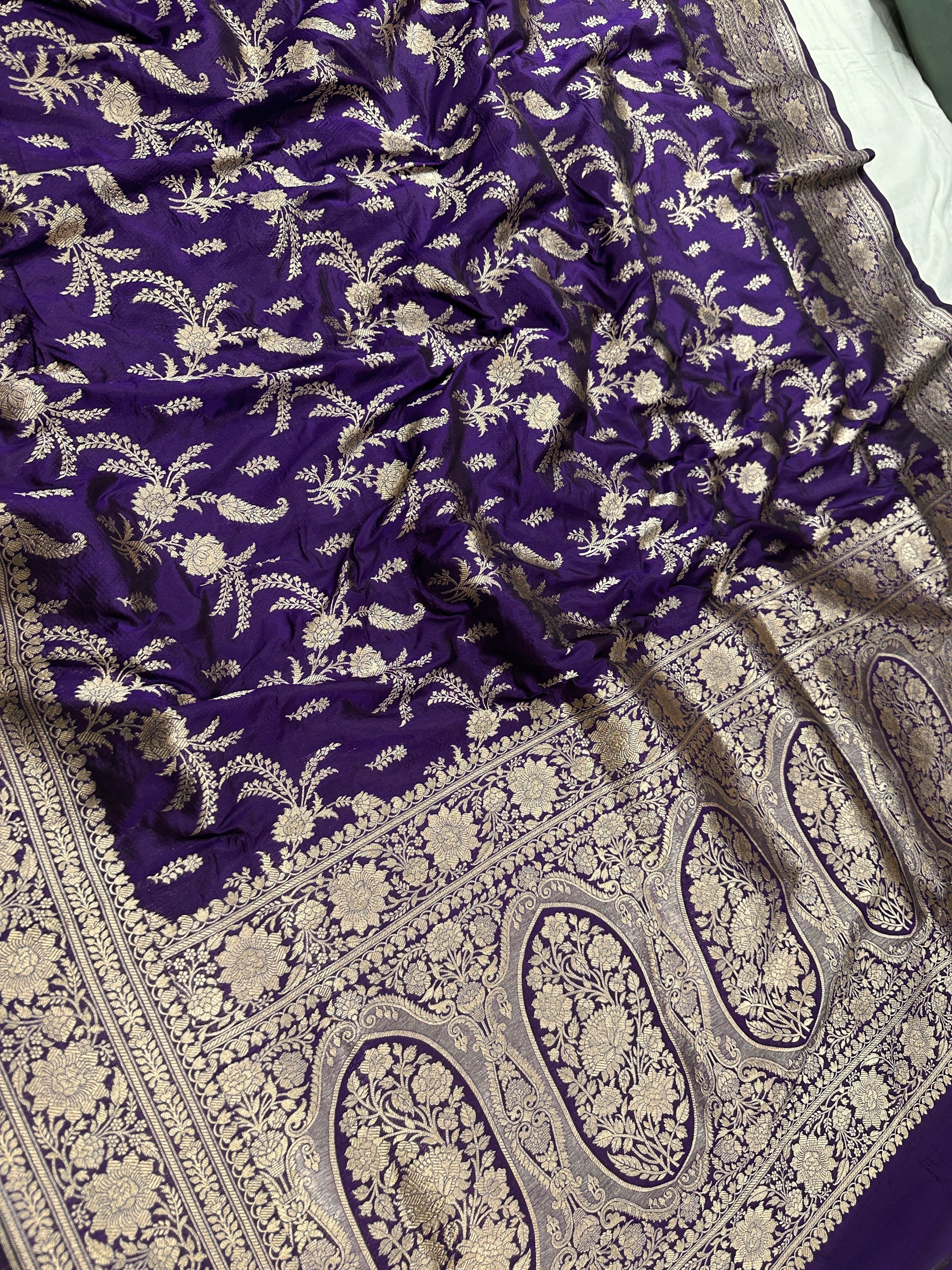 Pure Katan Silk Banarasi Saree with Jaal Work