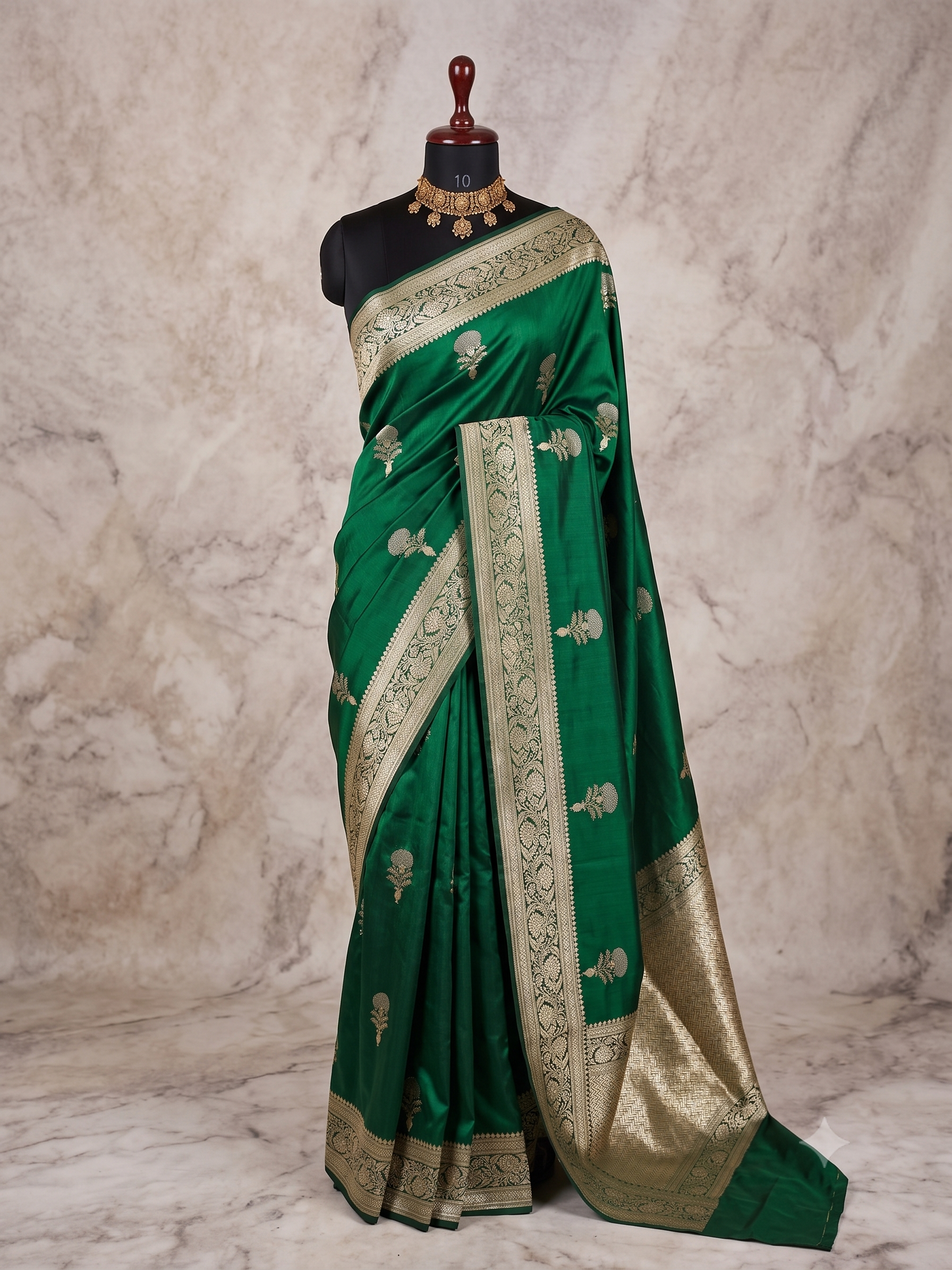 Green Pure Katan Silk Kadhwa Buta Banarasi Saree | Sona Rupa Zari | Katan Banaras